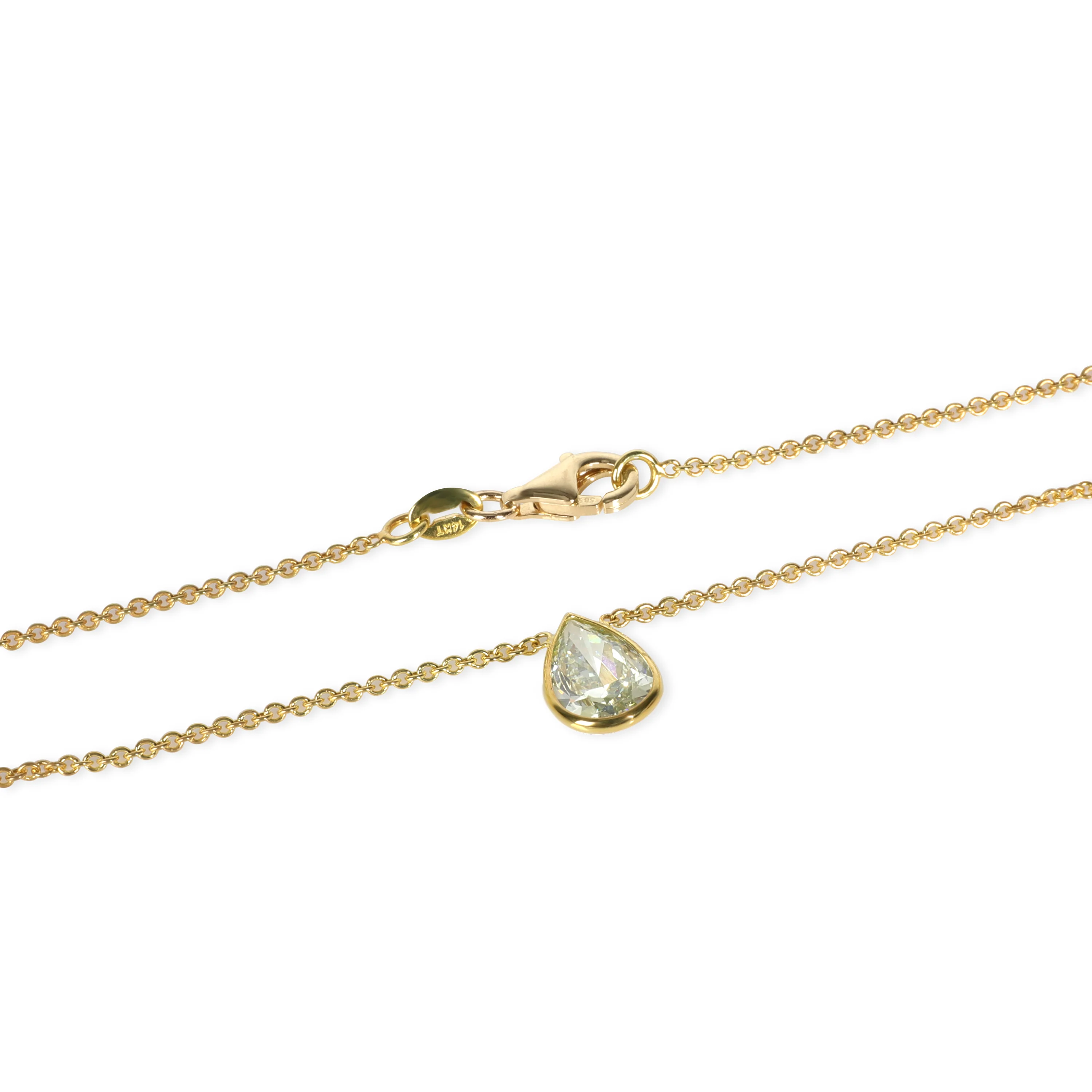 GIA Fancy Yellow-Green/SI1 1.61 Ct Diamond Bezel-Set Pendant, 14K Yellow Gold - Image 4
