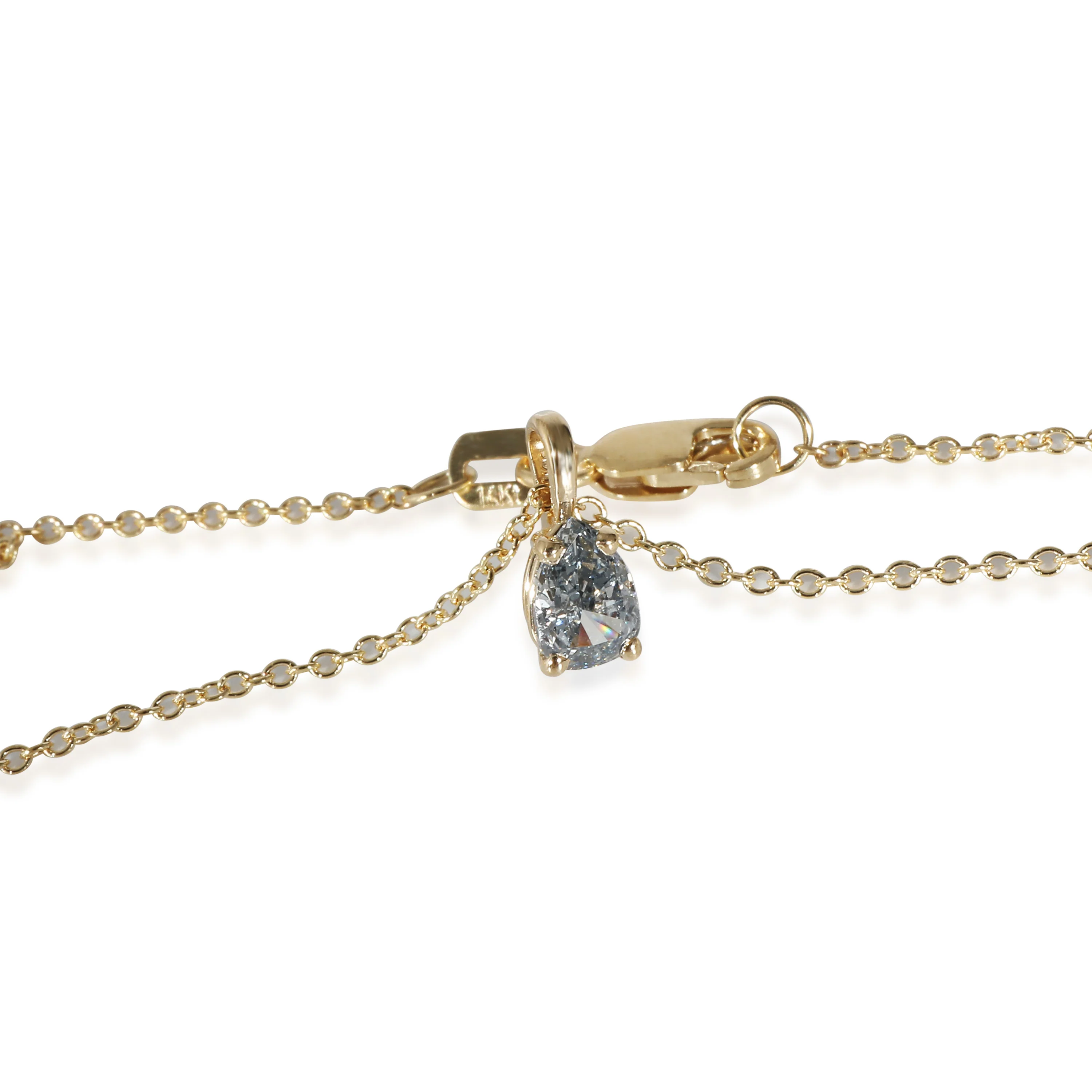 Fancy Greyish Blue Pear Shape Diamond Necklace in 14K Yellow Gold (0.50 CT SI2) - Image 4