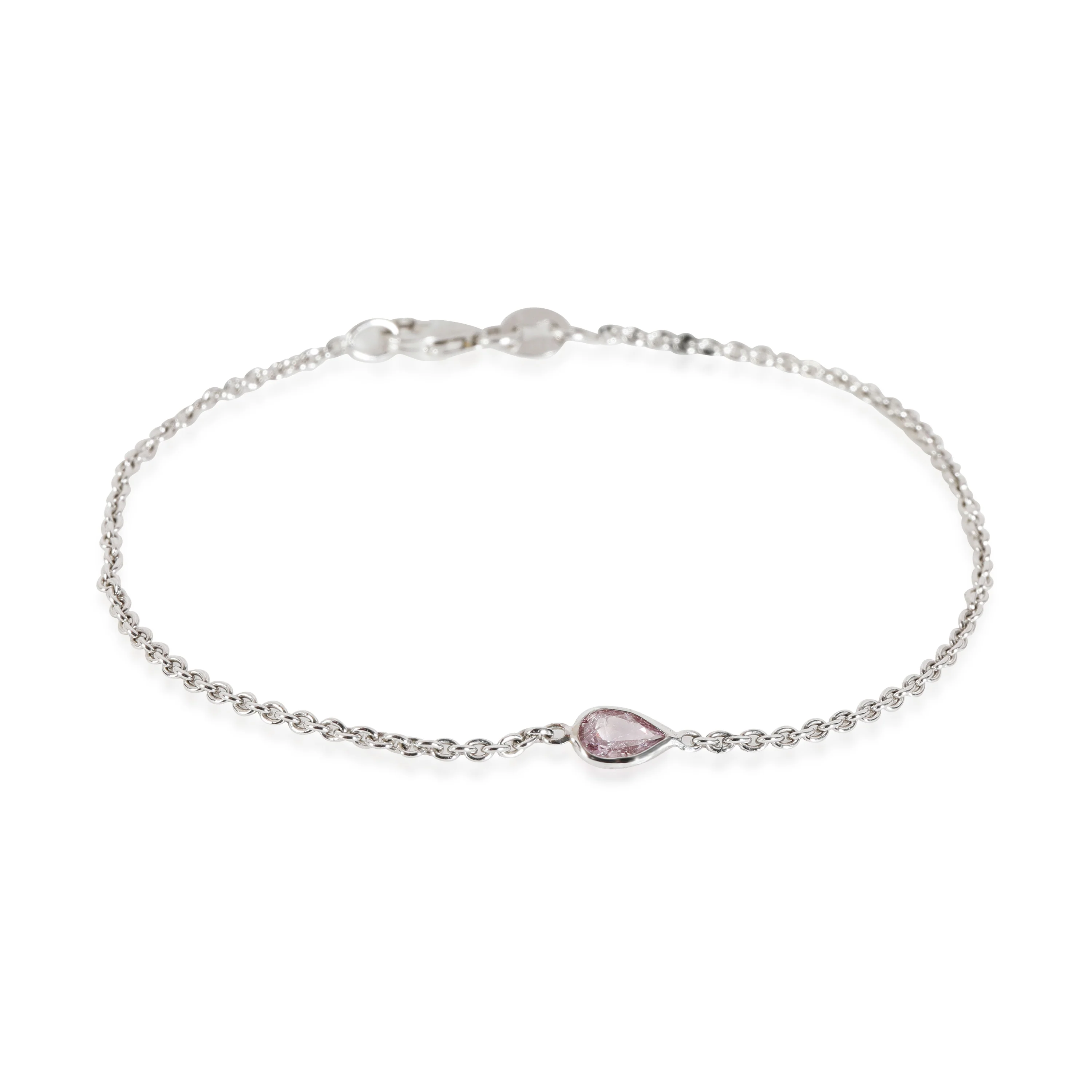 GIA Fancy Intense Purplish Pink Pear Diamond Bracelet in 14K White Gold 0.18 Ct