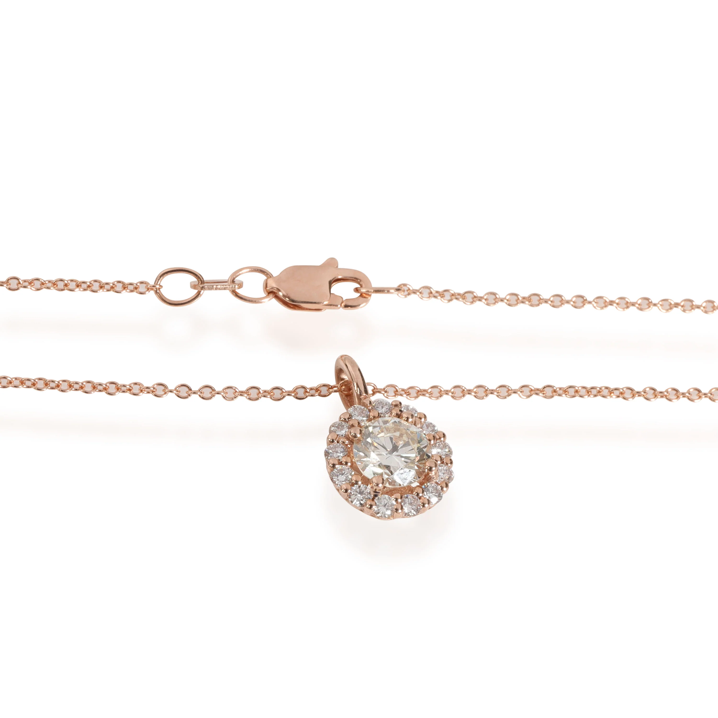 GIA Certified Round Diamond Halo Pendant in 14K Rose Gold 0.92 CTW M/VVS2 - Image 4