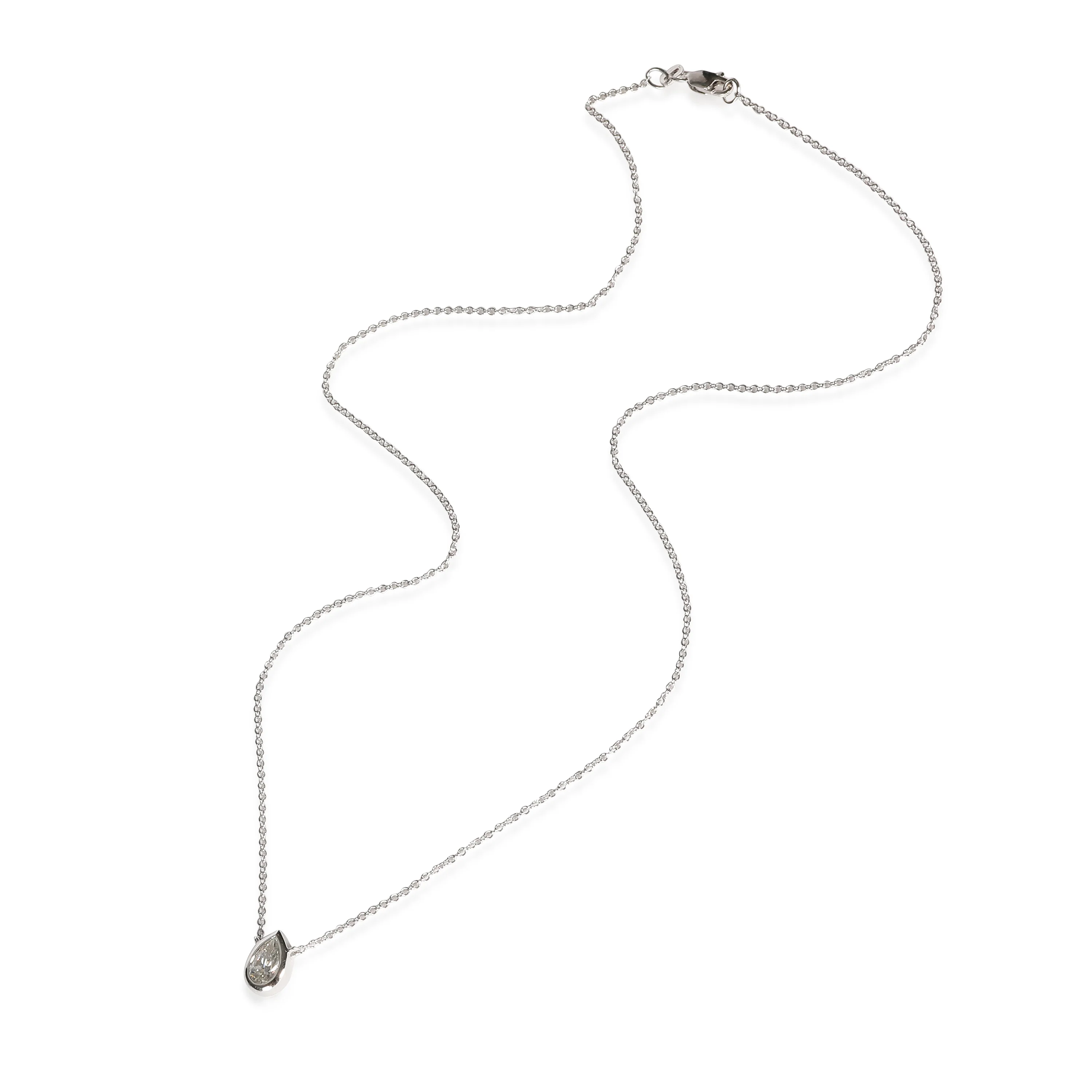 GIA Certified Pear Cut Diamond Necklace Bezel Set in 14K White Gold (0.50 ct) - Image 2