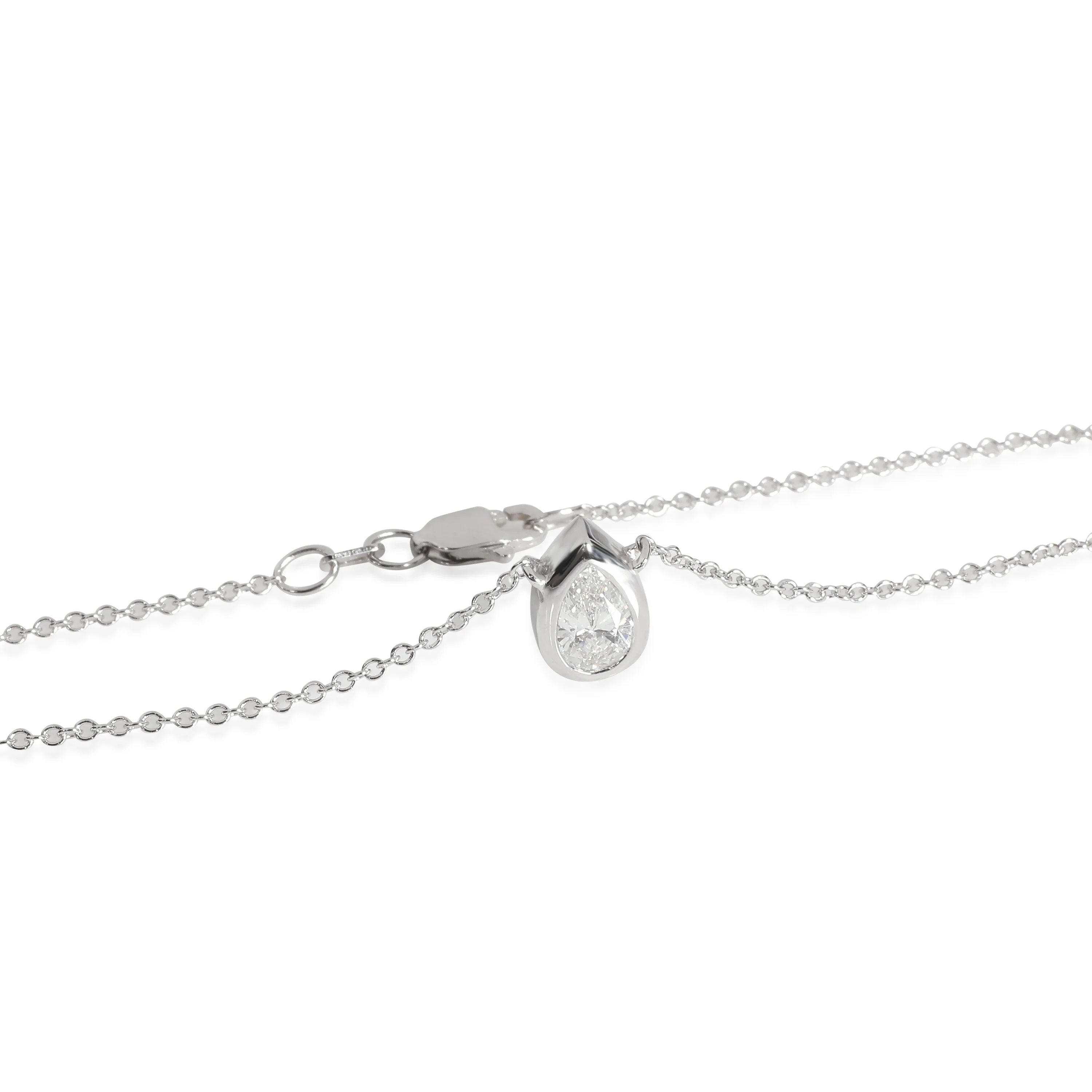 GIA Certified Pear Cut Diamond Necklace Bezel Set in 14K White Gold (0.50 ct) - Image 4