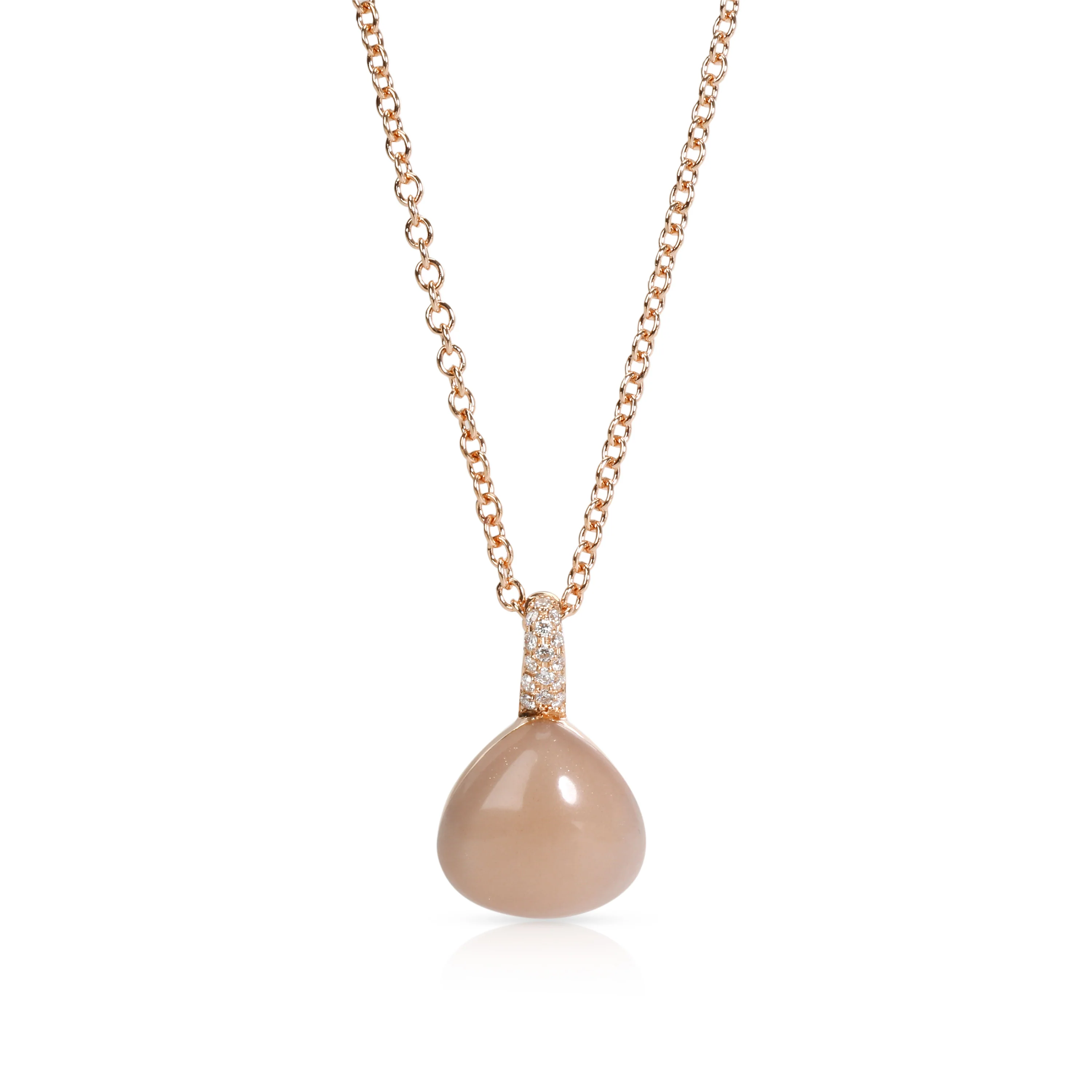 Bucherer Moonstone & Diamond Necklace in 18KT Rose Gold 0.05 CTW