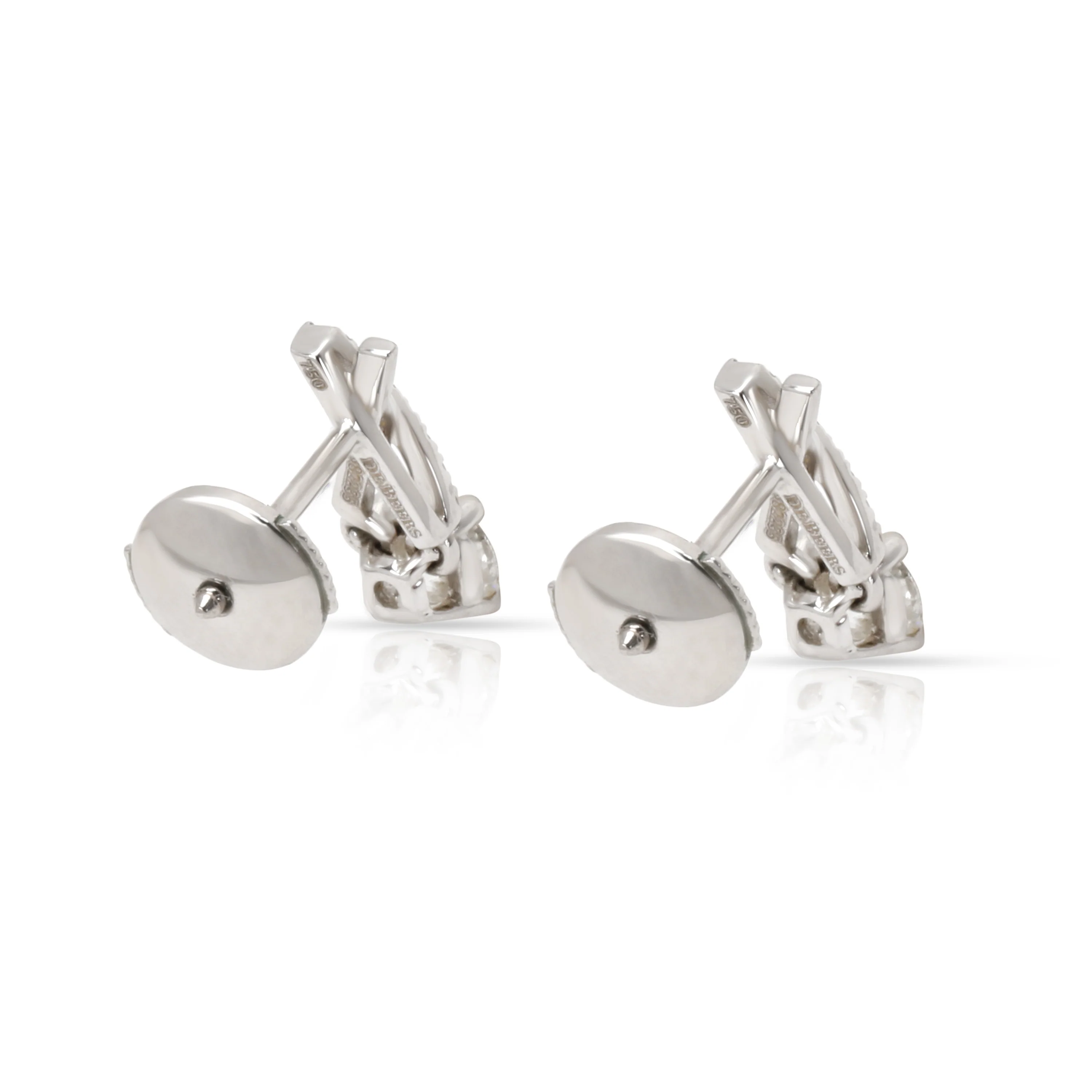 DeBeers Promise Diamond Stud Earrings in 18K White Gold (0.68 CTW) - Image 3