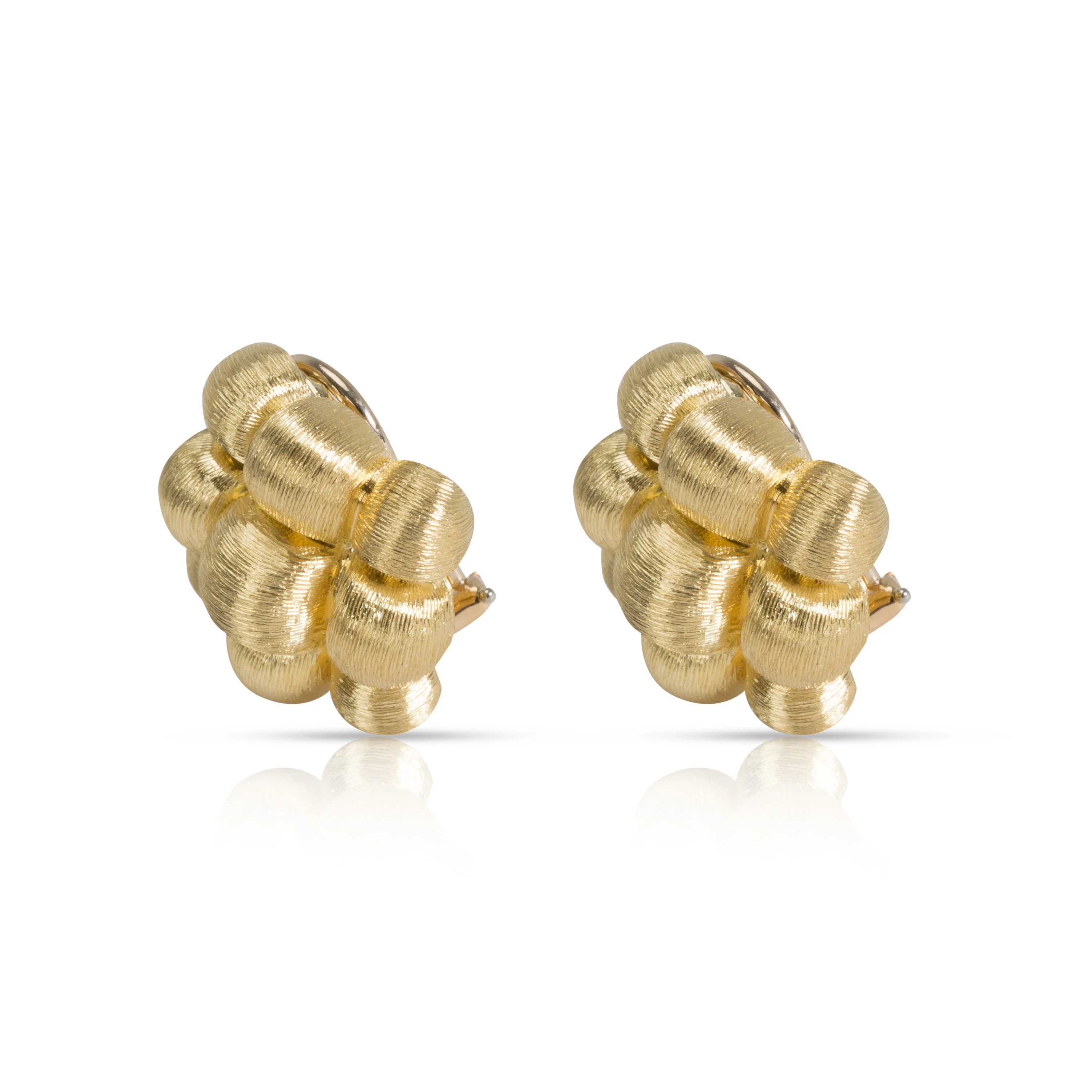 Dunay Sabi Brushed Gold Puffy Grid Clip-On Earrings in 18K Yellow Gold - Image 2