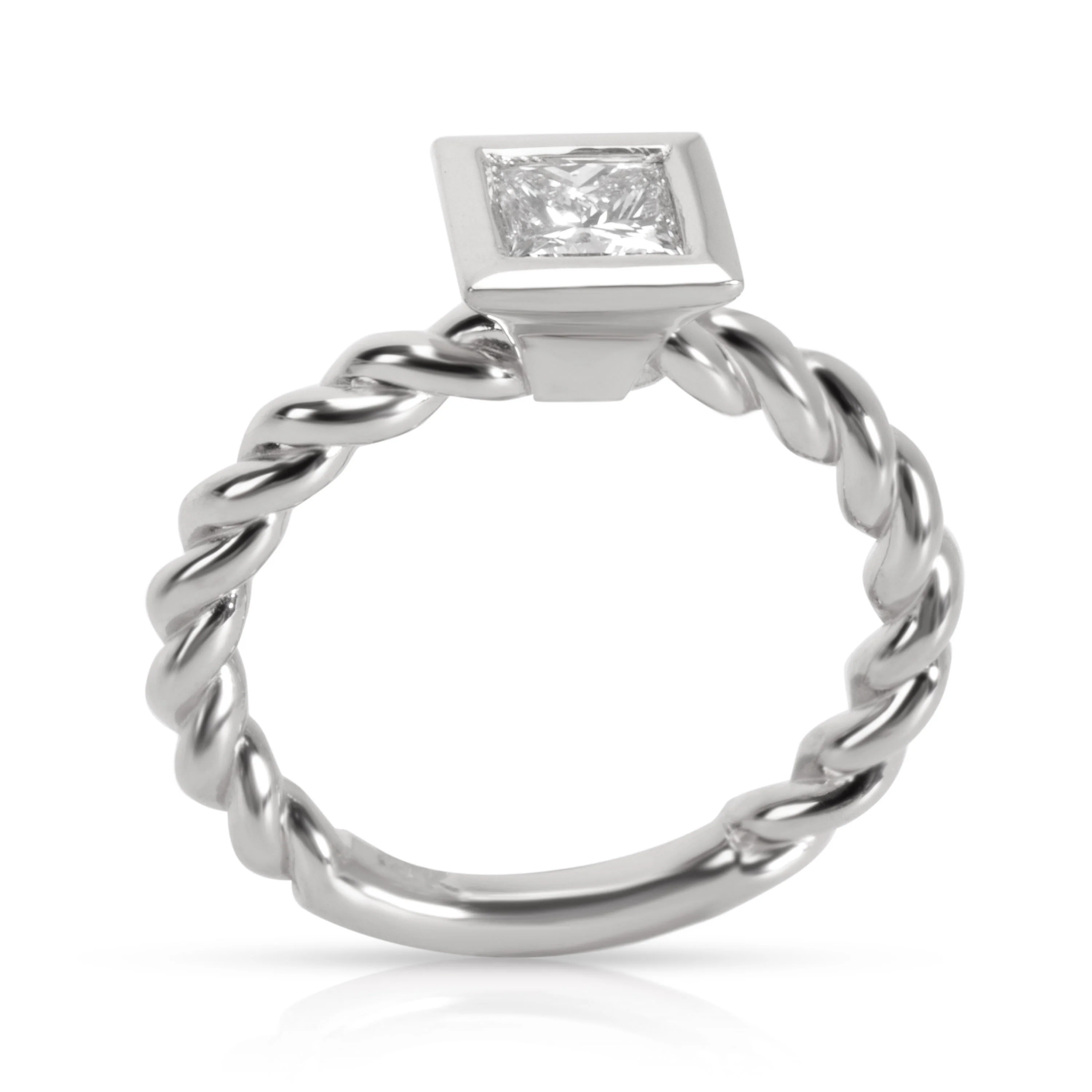 Stackable Twisted Shank Ring, 14K White Gold Princess Cut Diamond J SI2 0.5 Ctw - Image 3