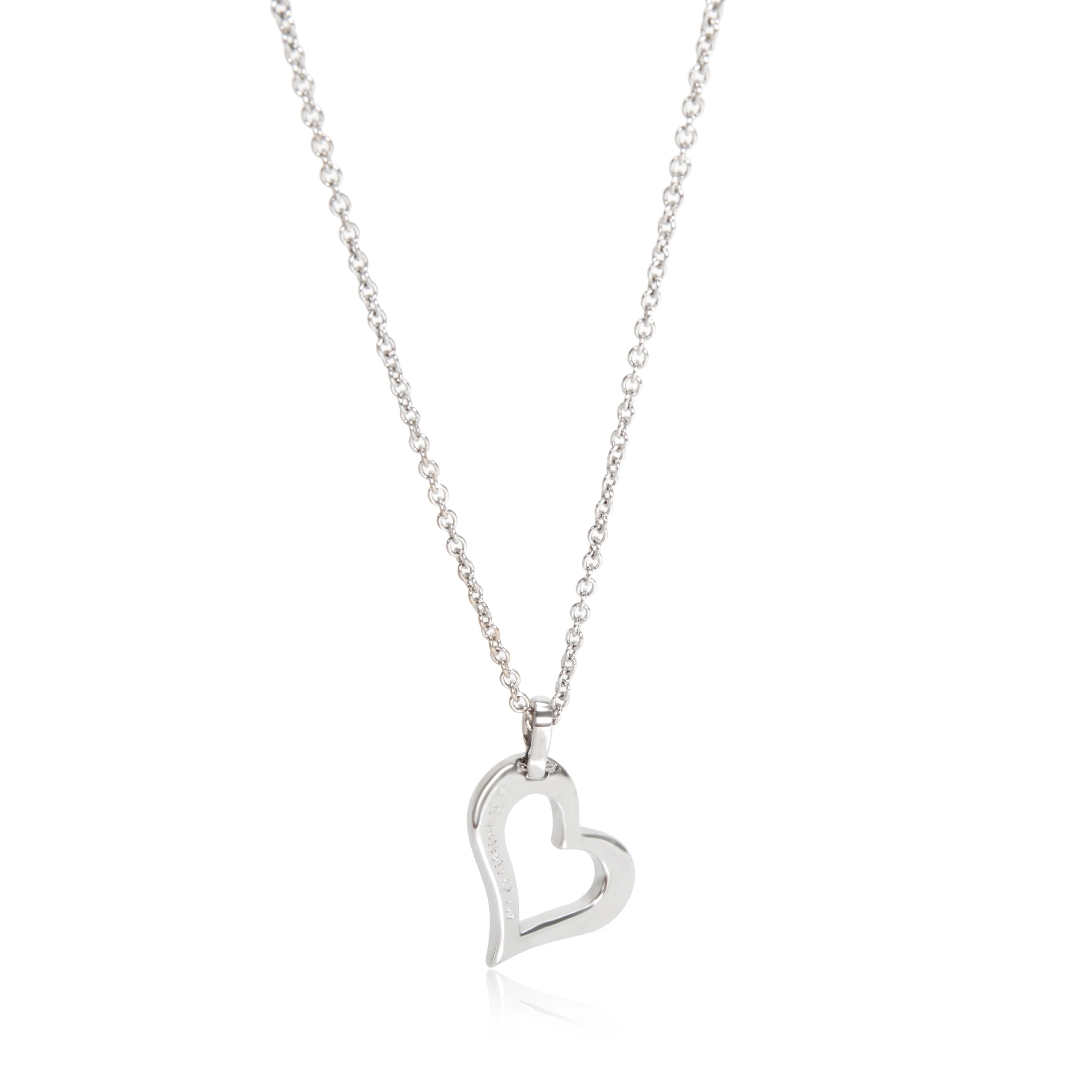 Diamond Heart Necklace in 18K White Gold 0.24 CTW - Image 3