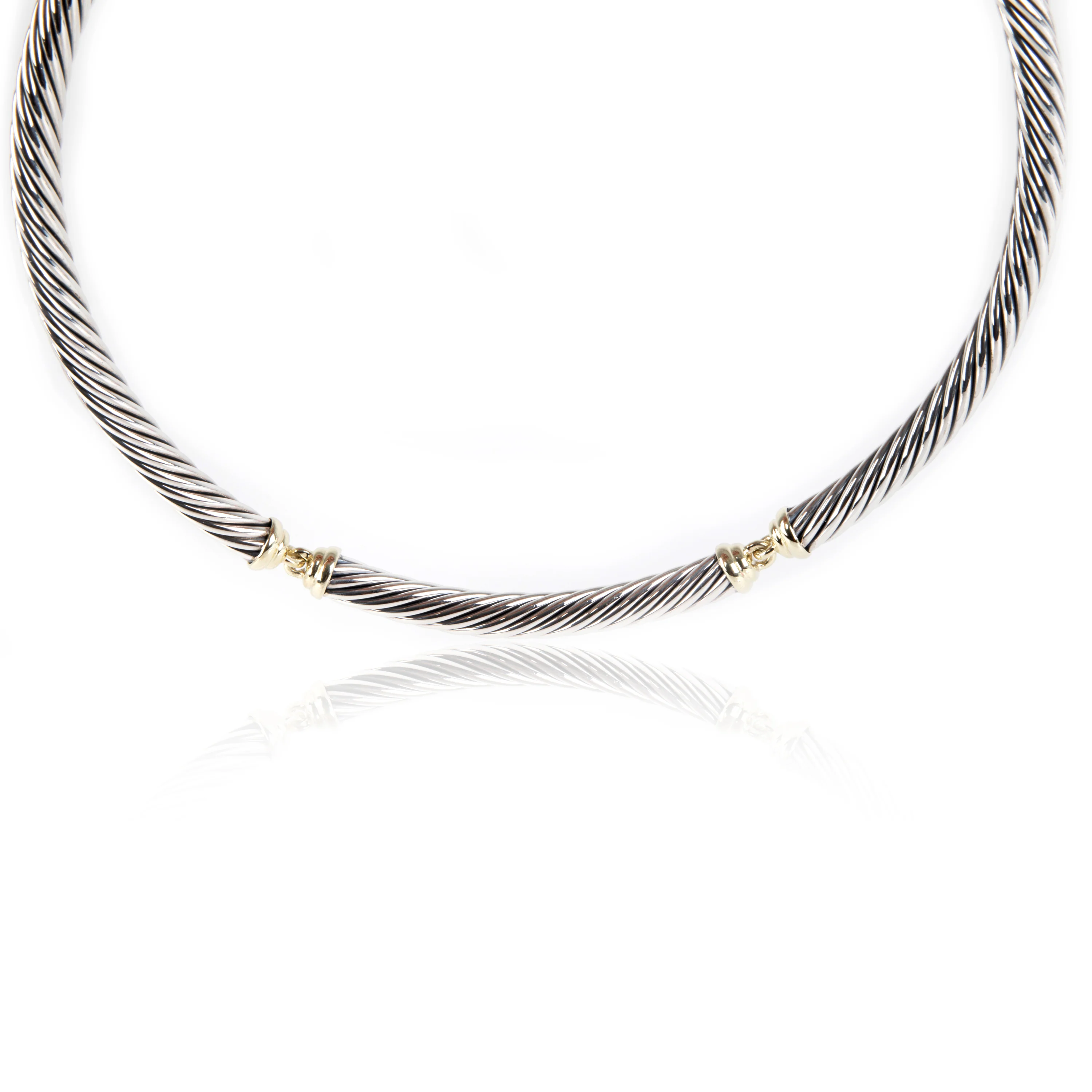 Two-Tone 7 mm Metro Hinged Cable Choker Necklace