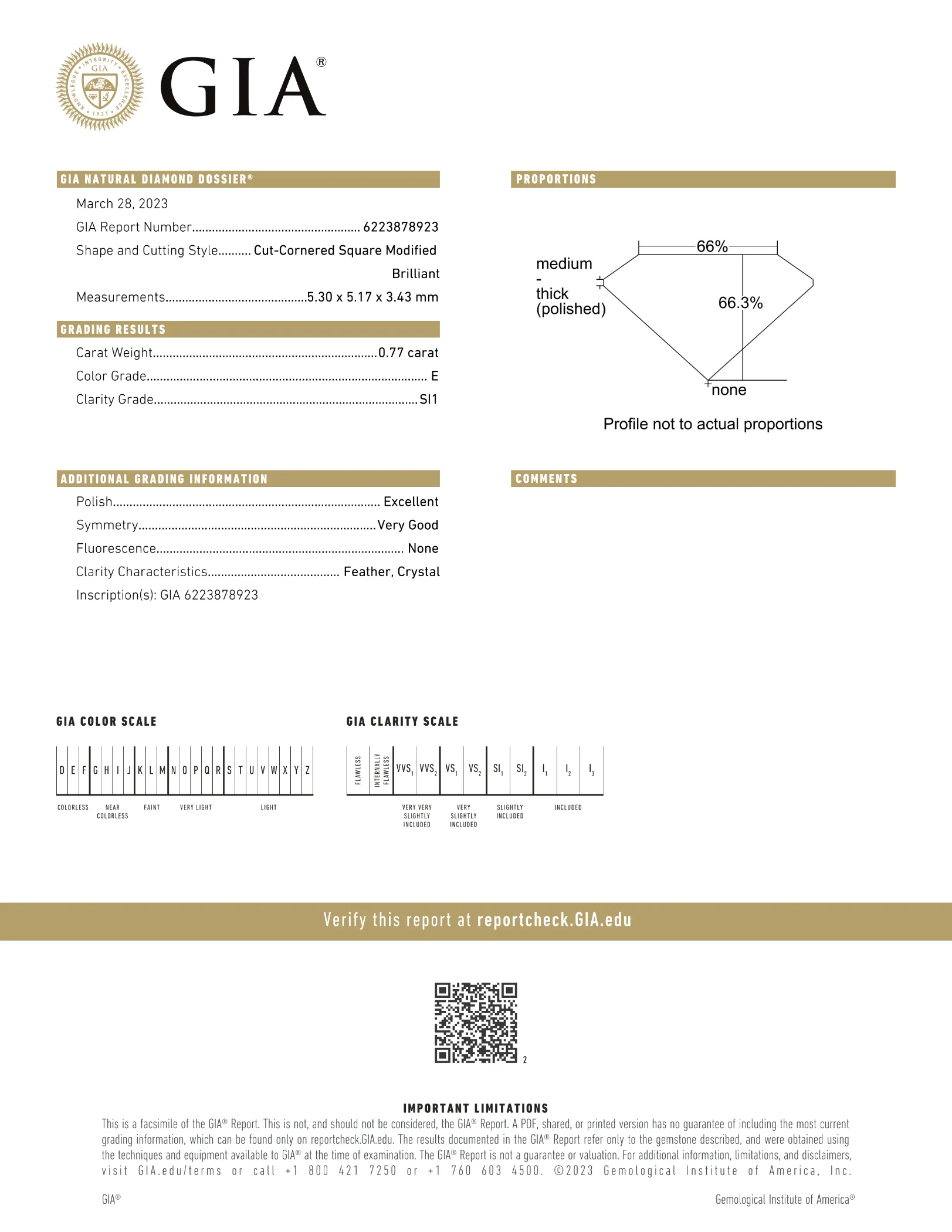 GIA Certified 0.77 Ct Radiant cut E SI1 Loose Diamond - Image 2
