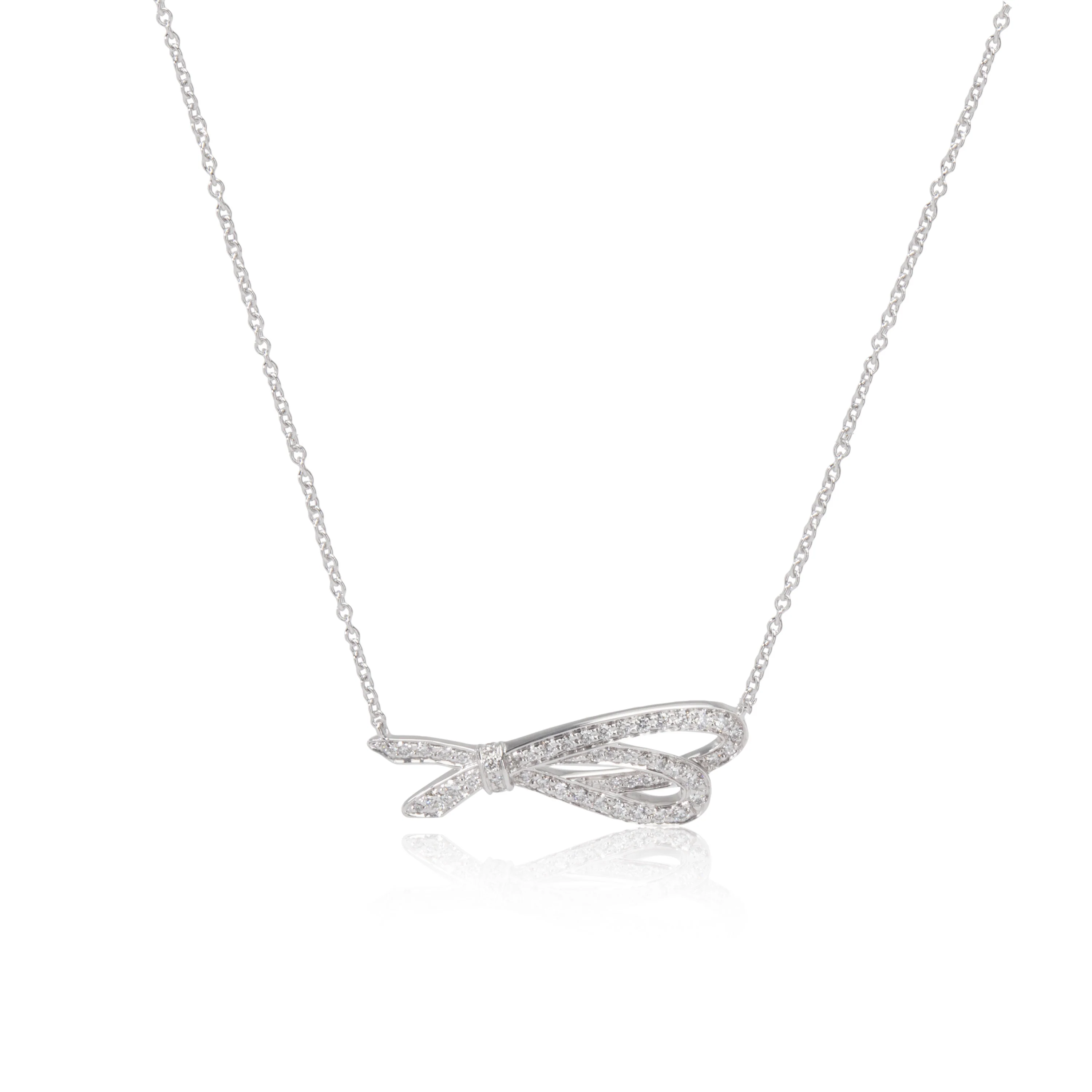Diamond Bow pendant in 18k white gold 0.37 ctw