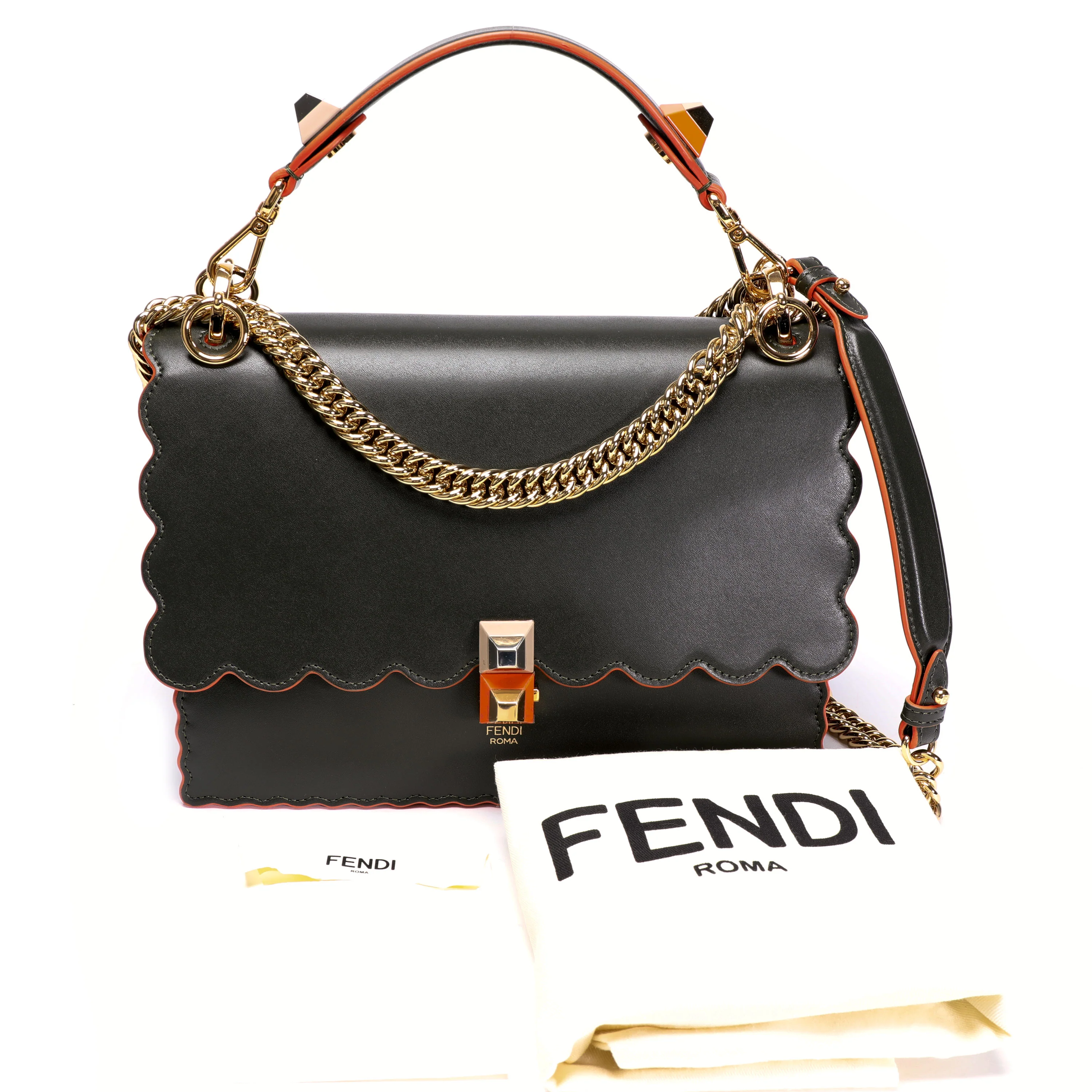 Verde Vitello Liberty Leather Studded Kan I Medium Shoulder Bag - Image 5