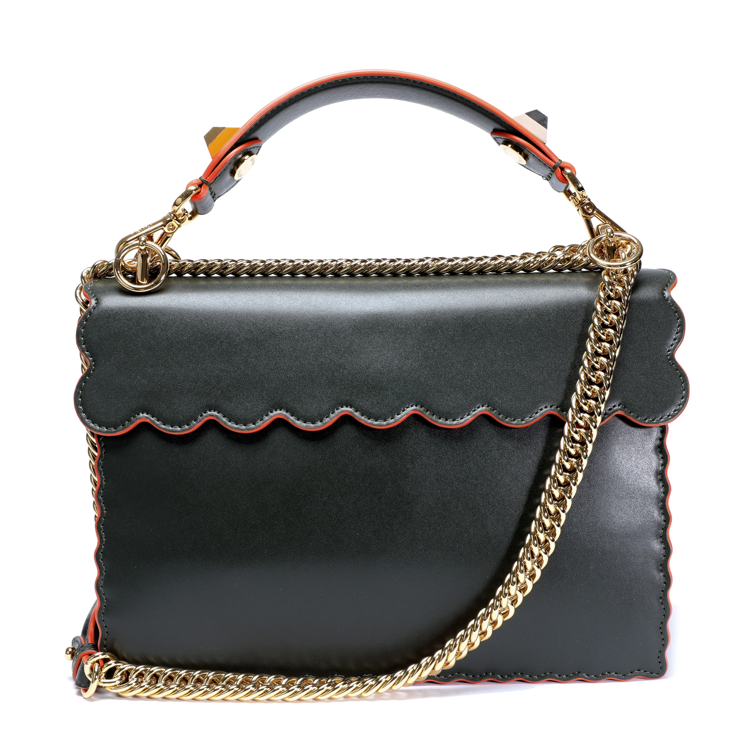 Verde Vitello Liberty Leather Studded Kan I Medium Shoulder Bag - Image 9