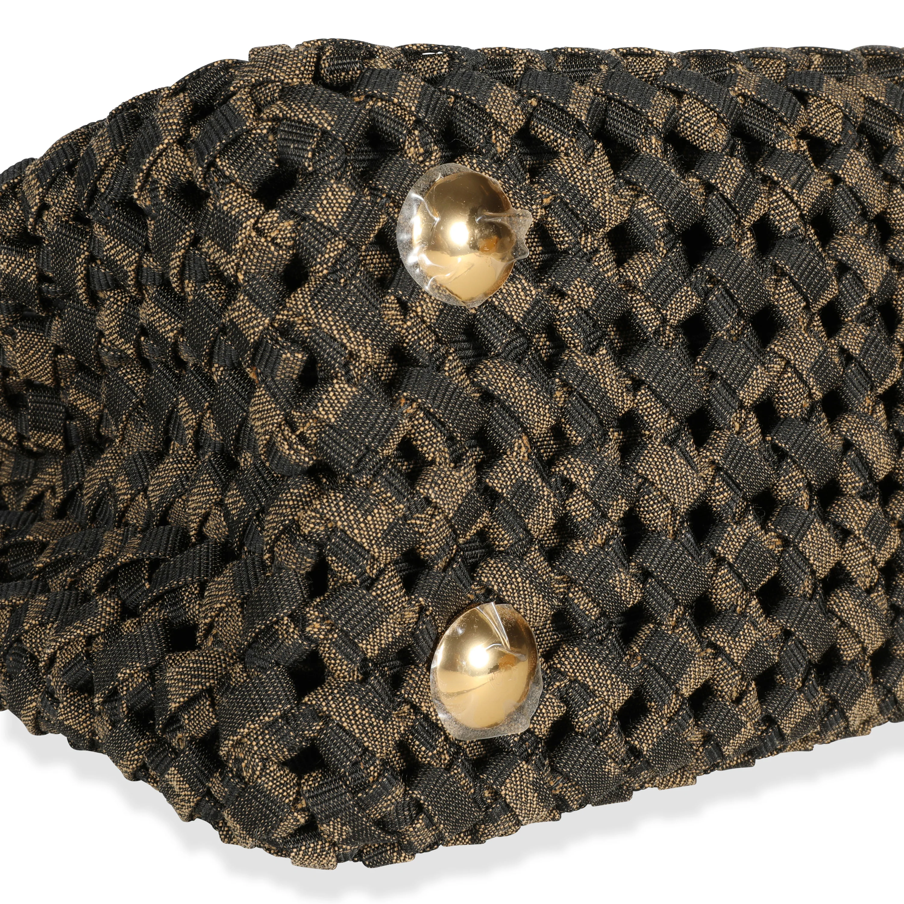 Fendi Brown Jacquard Interlace Iconic Peekaboo Mini Bag - Image 6