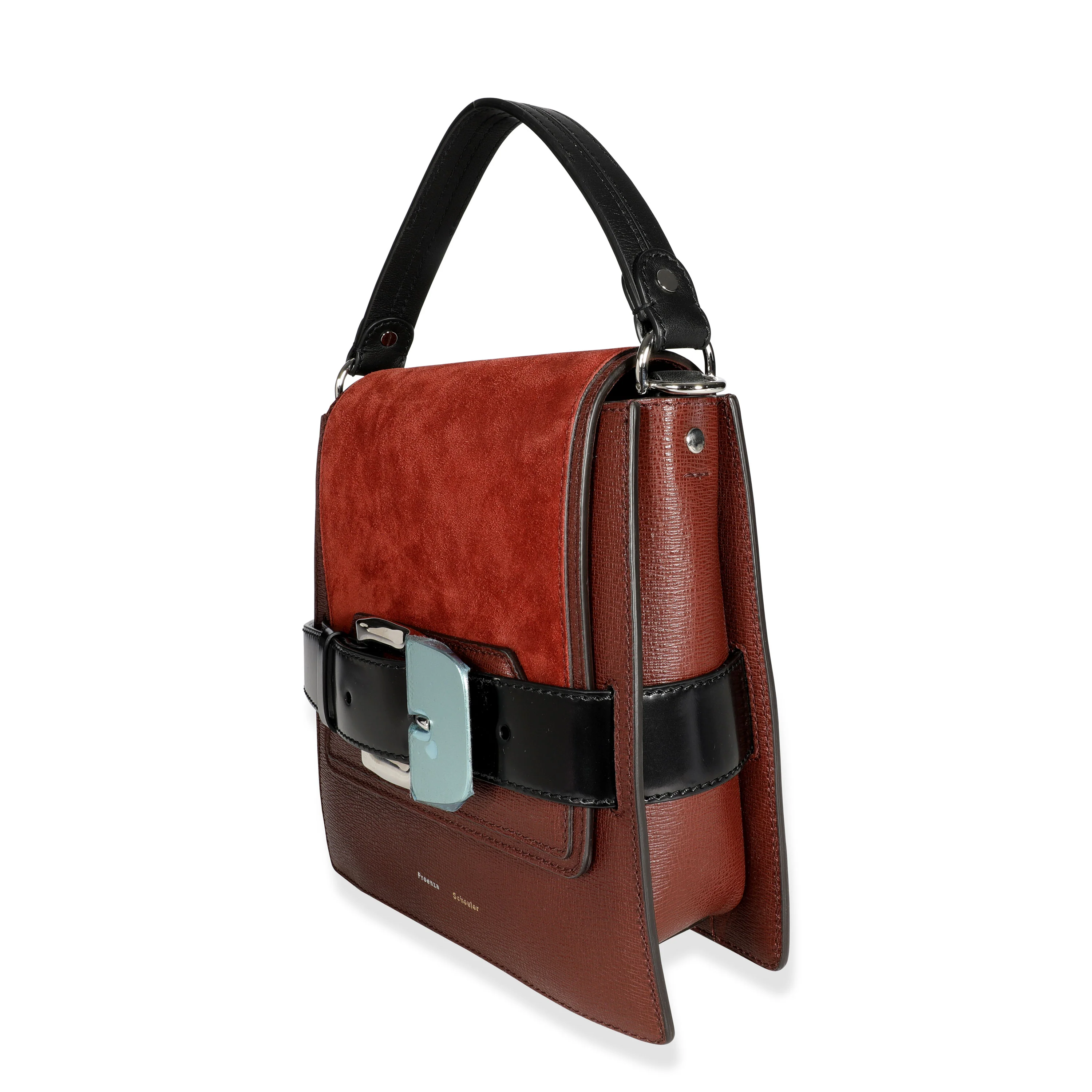 Russet Calfskin & Suede Buckle Trapeze Bag - Image 2