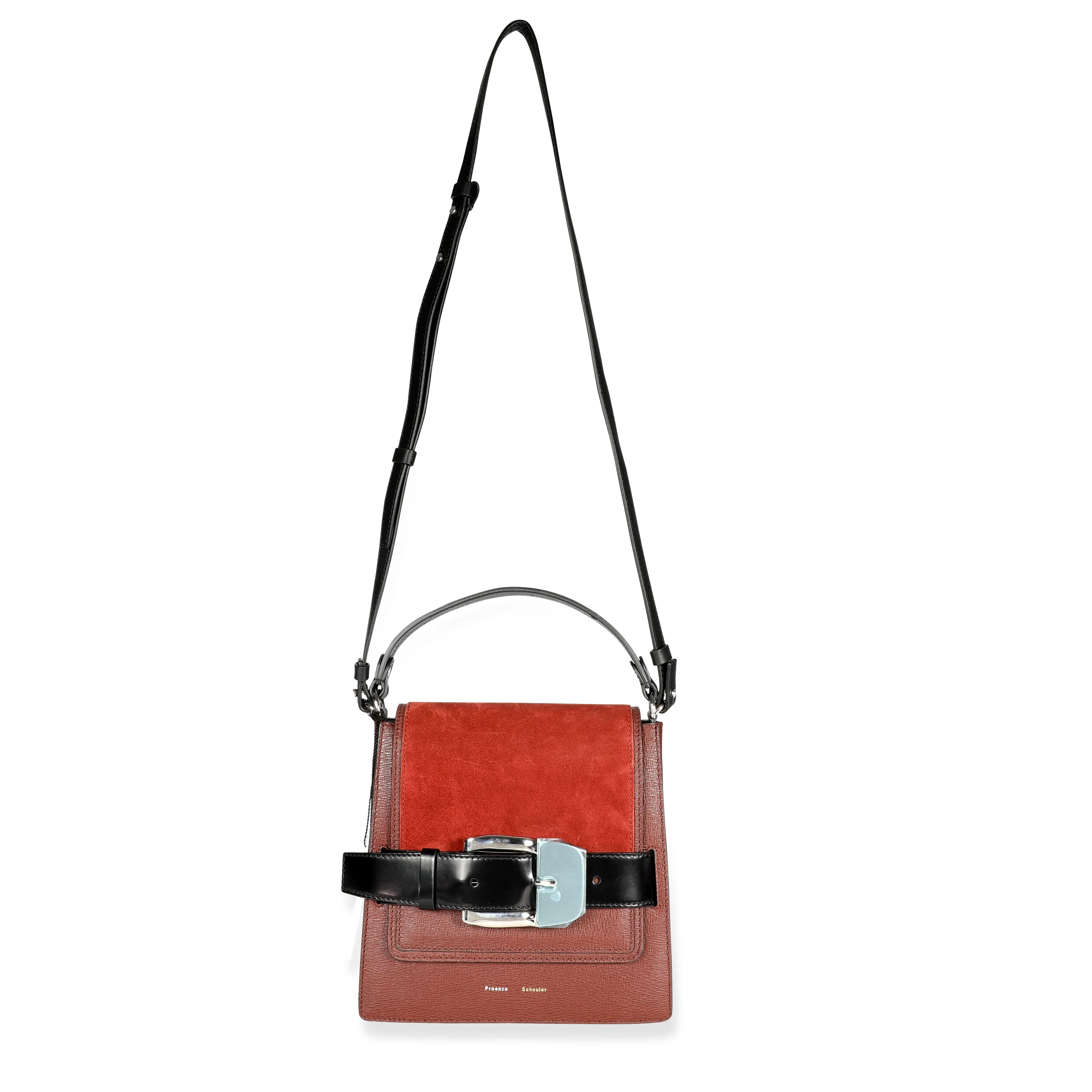 Russet Calfskin & Suede Buckle Trapeze Bag - Image 4