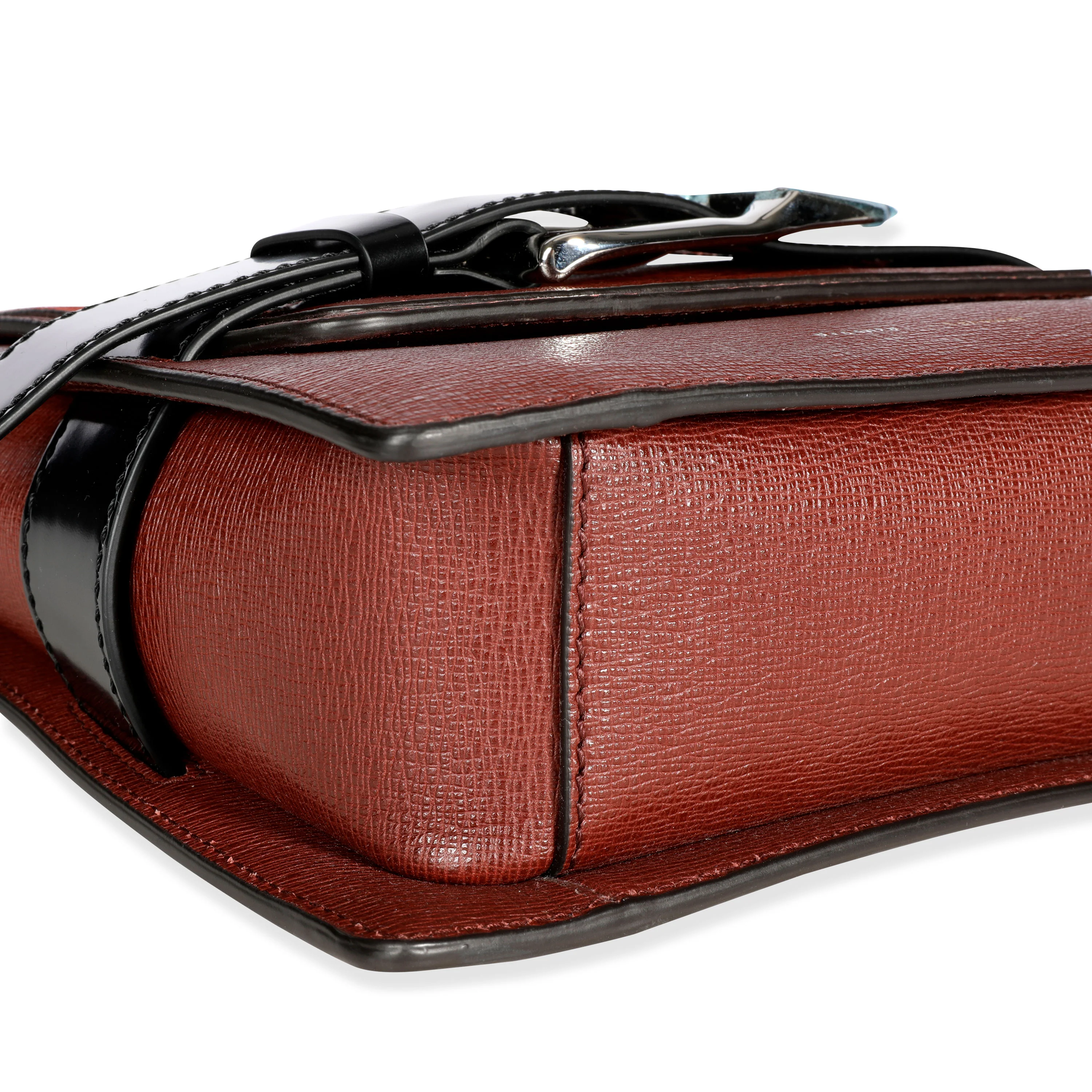 Russet Calfskin & Suede Buckle Trapeze Bag - Image 6