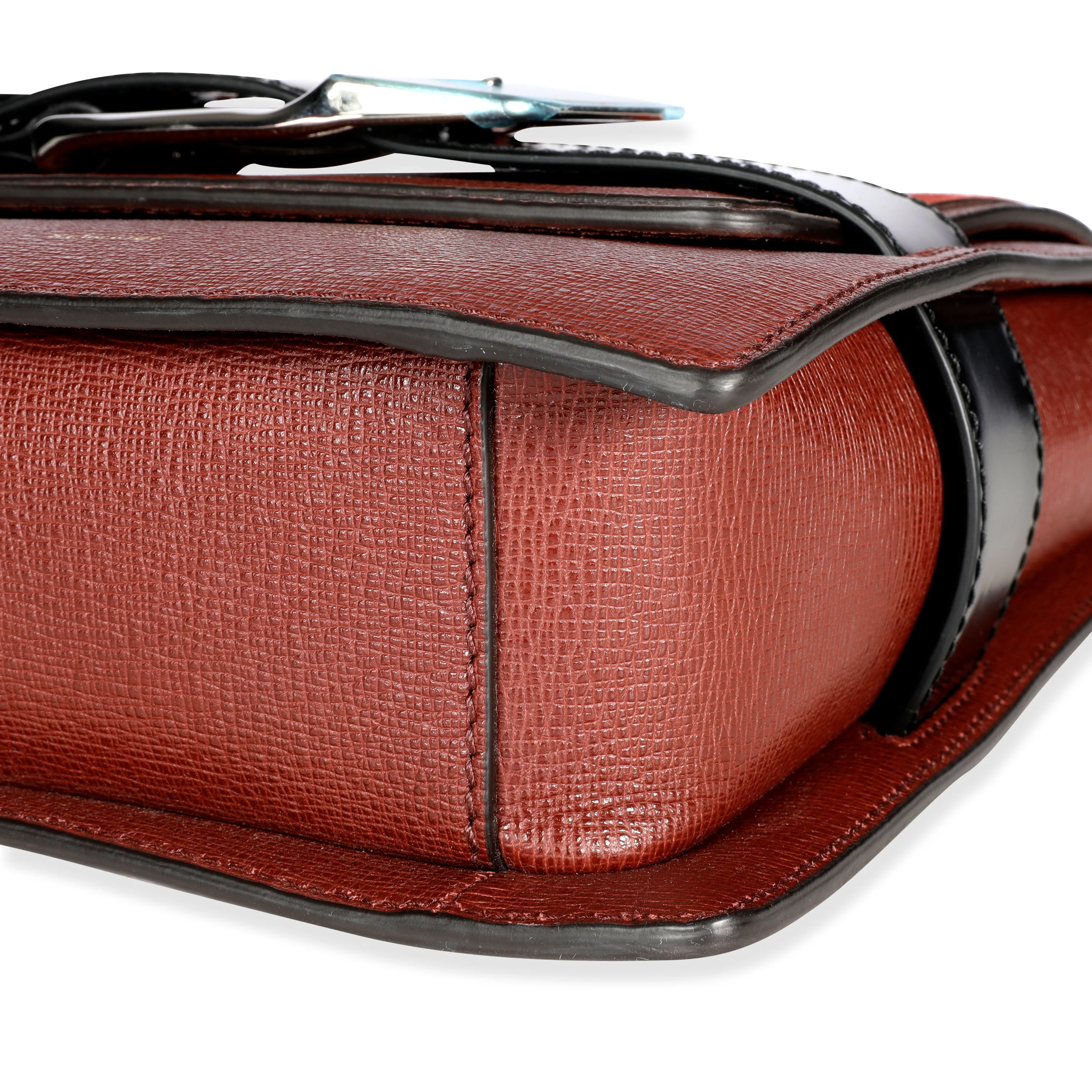 Russet Calfskin & Suede Buckle Trapeze Bag - Image 7