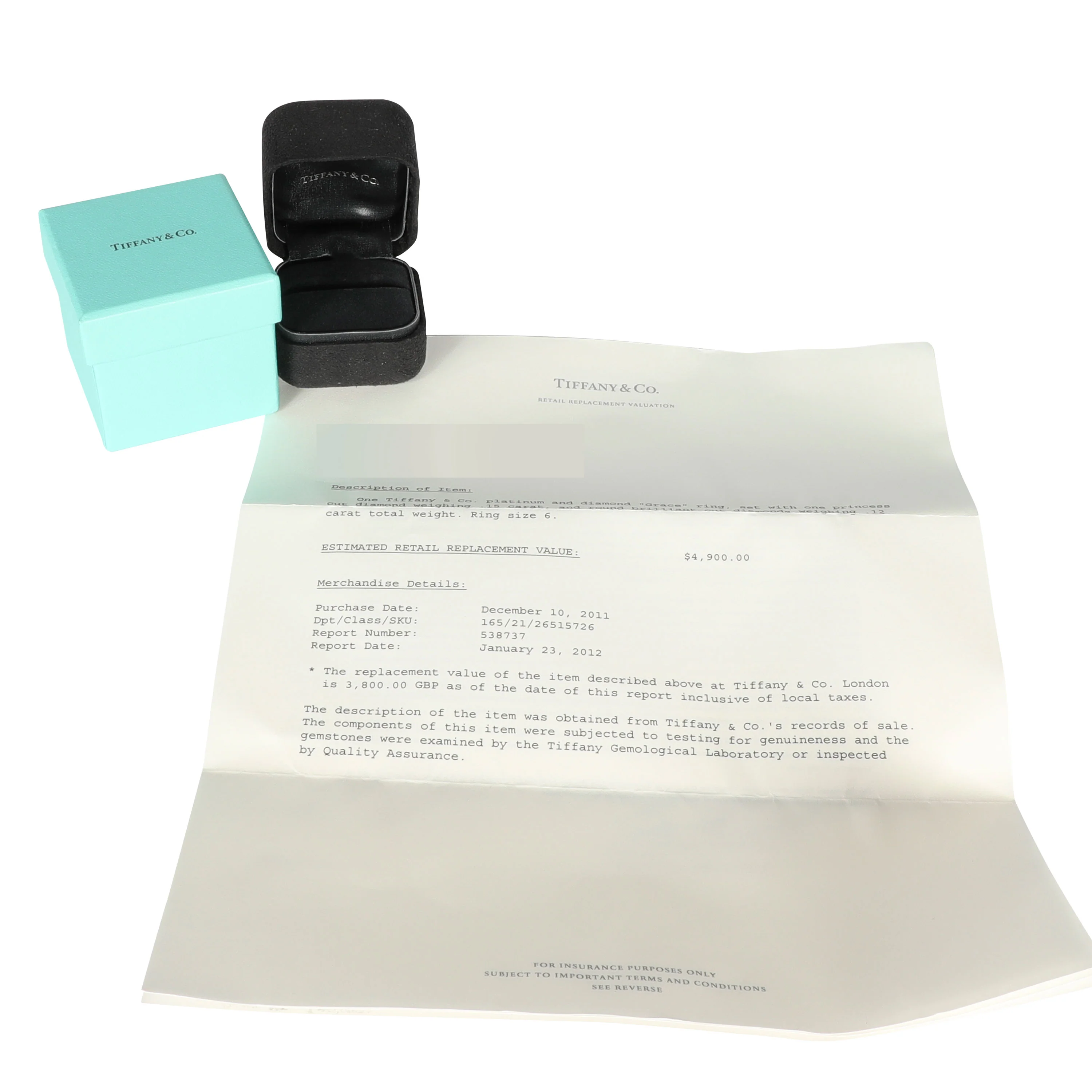 Tiffany & Co. Grace Princess Diamond Ring in  Platinum 0.27 CTW - Image 5