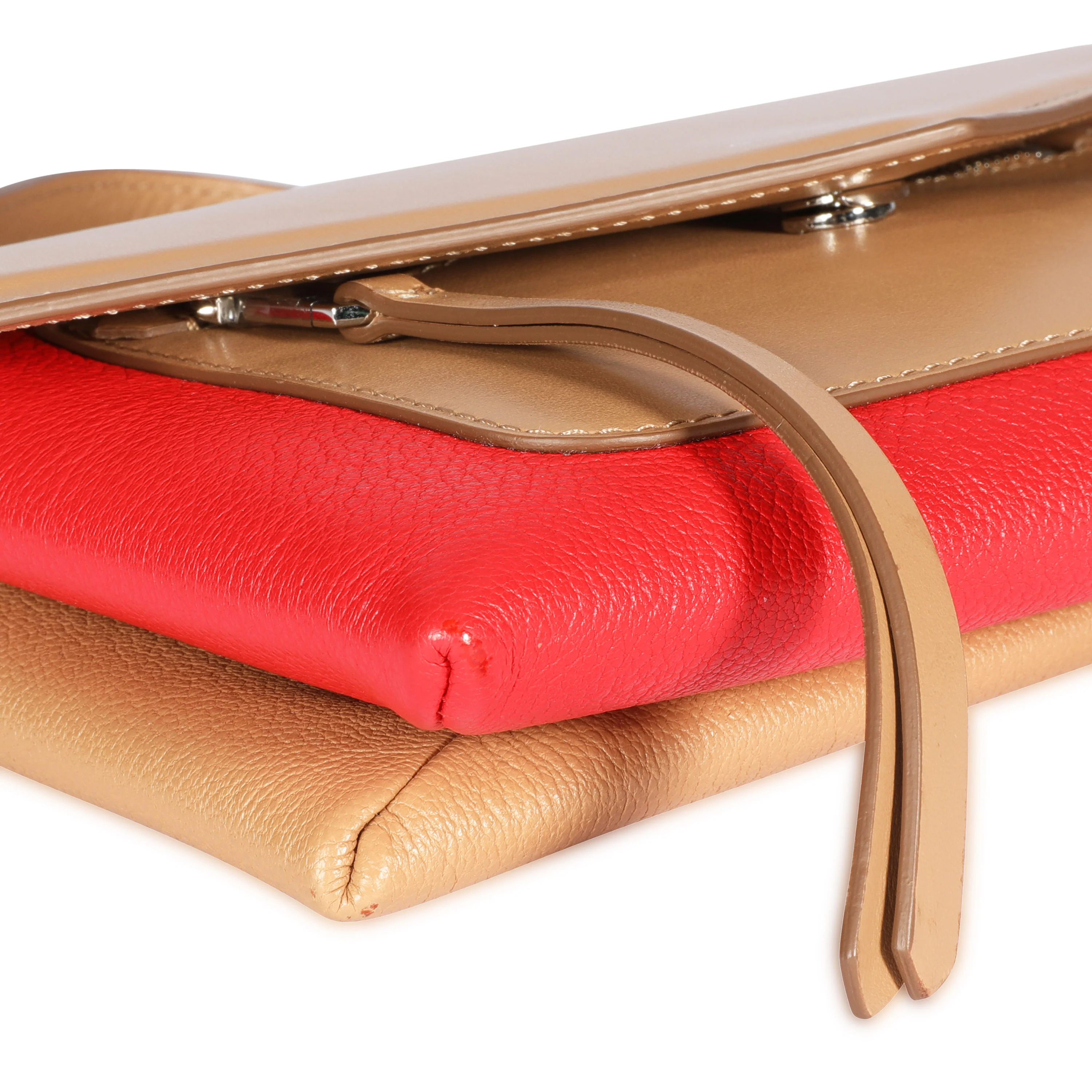 Beige & Red Leather Duetto Crossbody Bag - Image 5