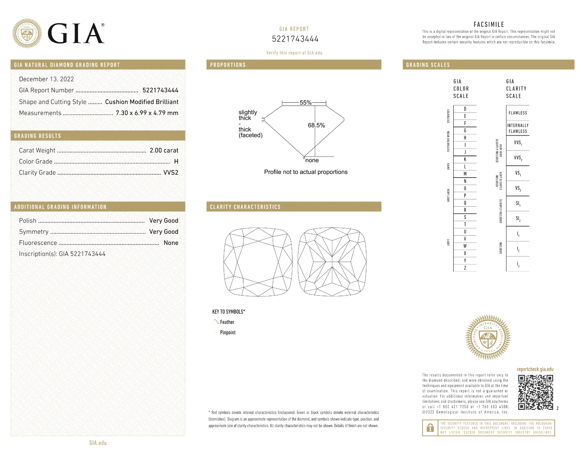 GIA Certified 2.00 Ct Cushion cut H VVS2 Loose Diamond - Image 2