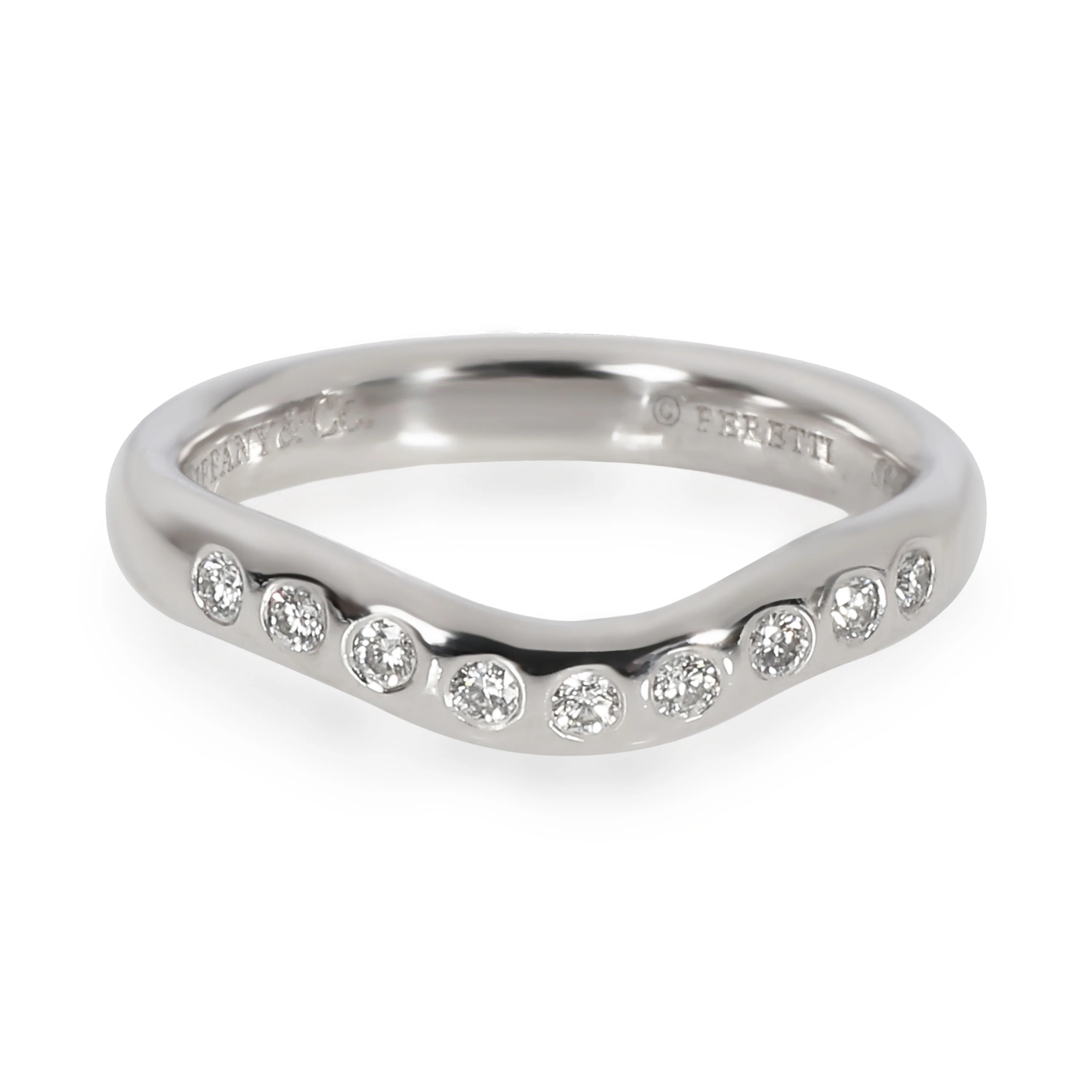 Tiffany & Co. Elsa Peretti Curved Diamond Wedding Band in Platinum 0.06 CTW