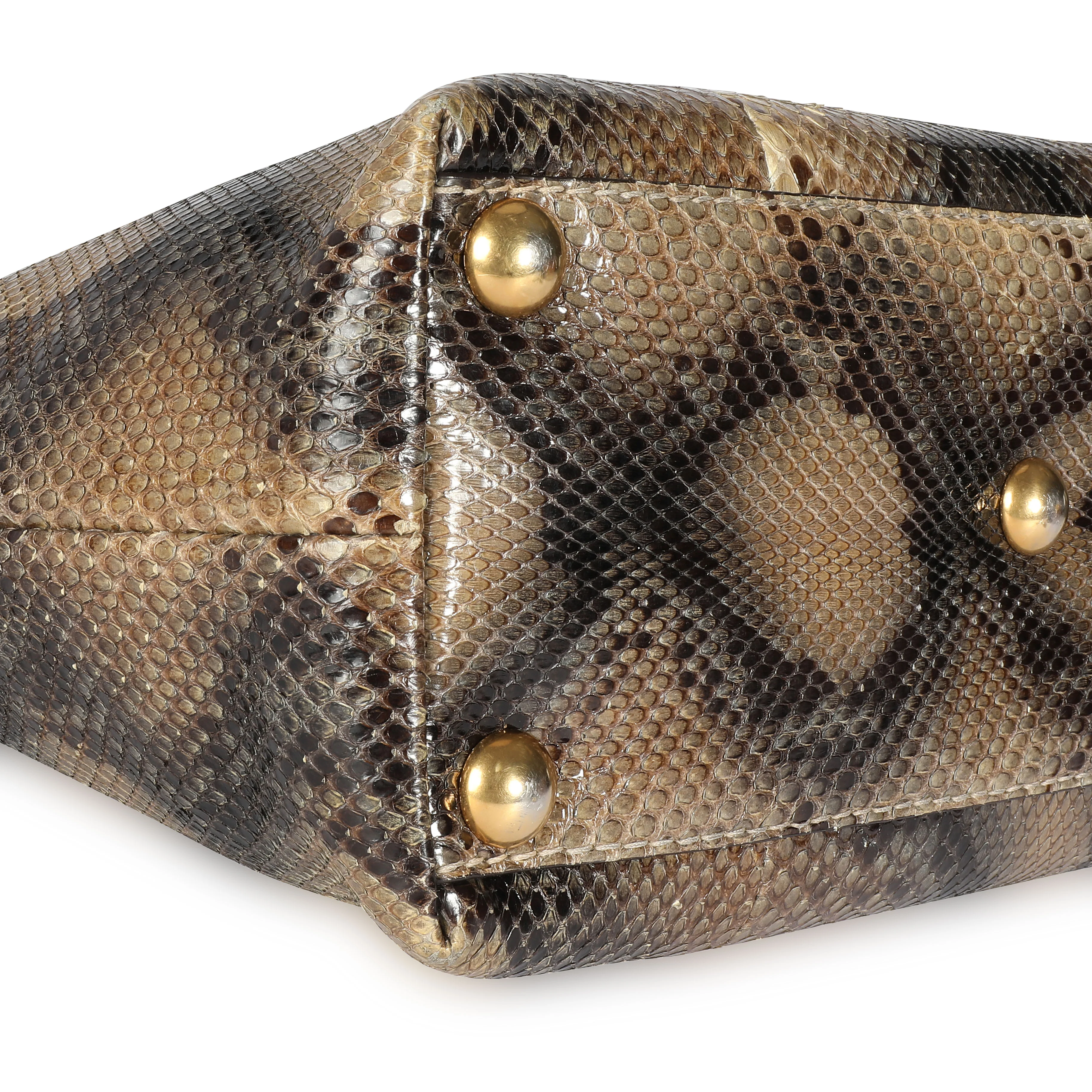 Gucci Brown Studded Python Babouska Tote - Image 5