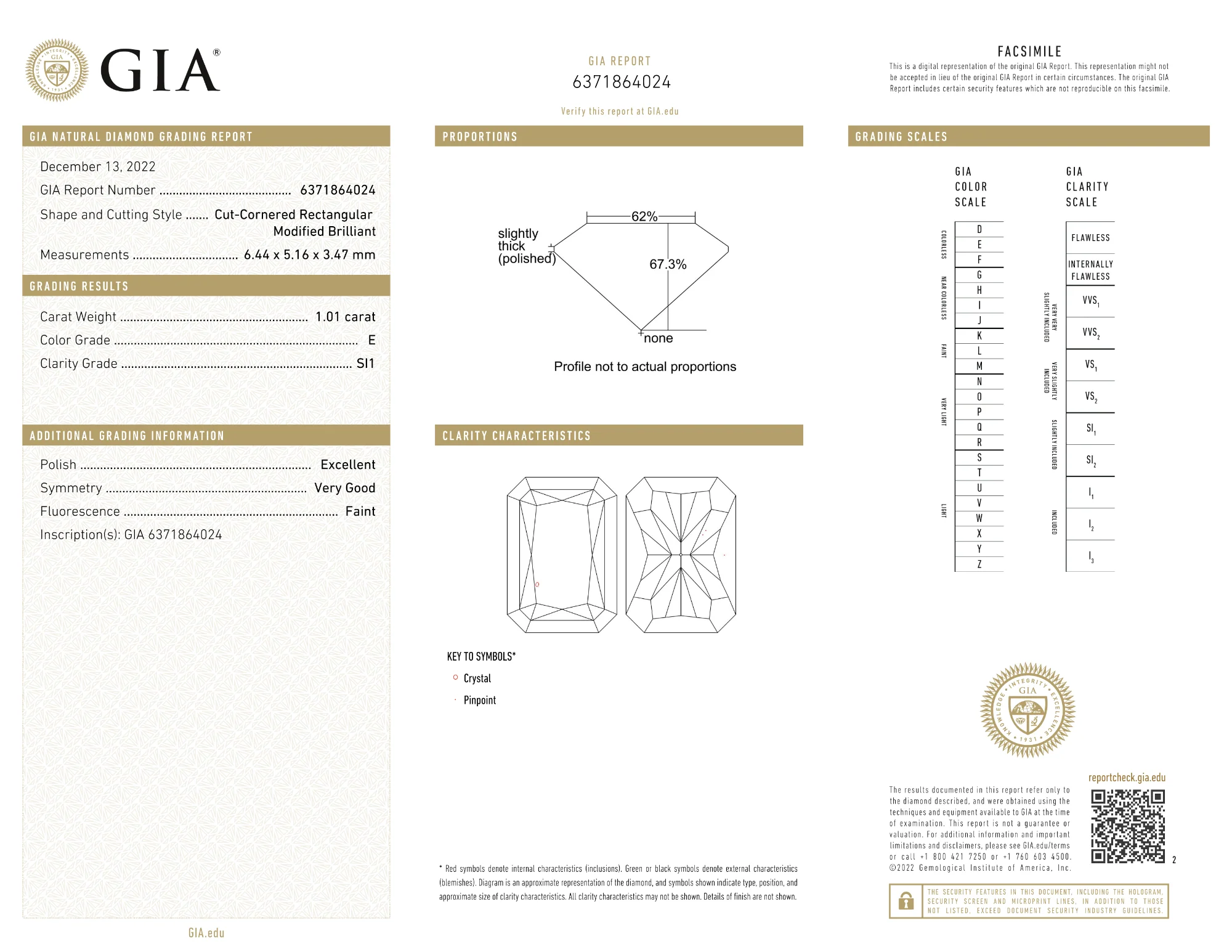 GIA Certified 1.01 Ct Radiant cut E SI1 Loose Diamond - Image 2