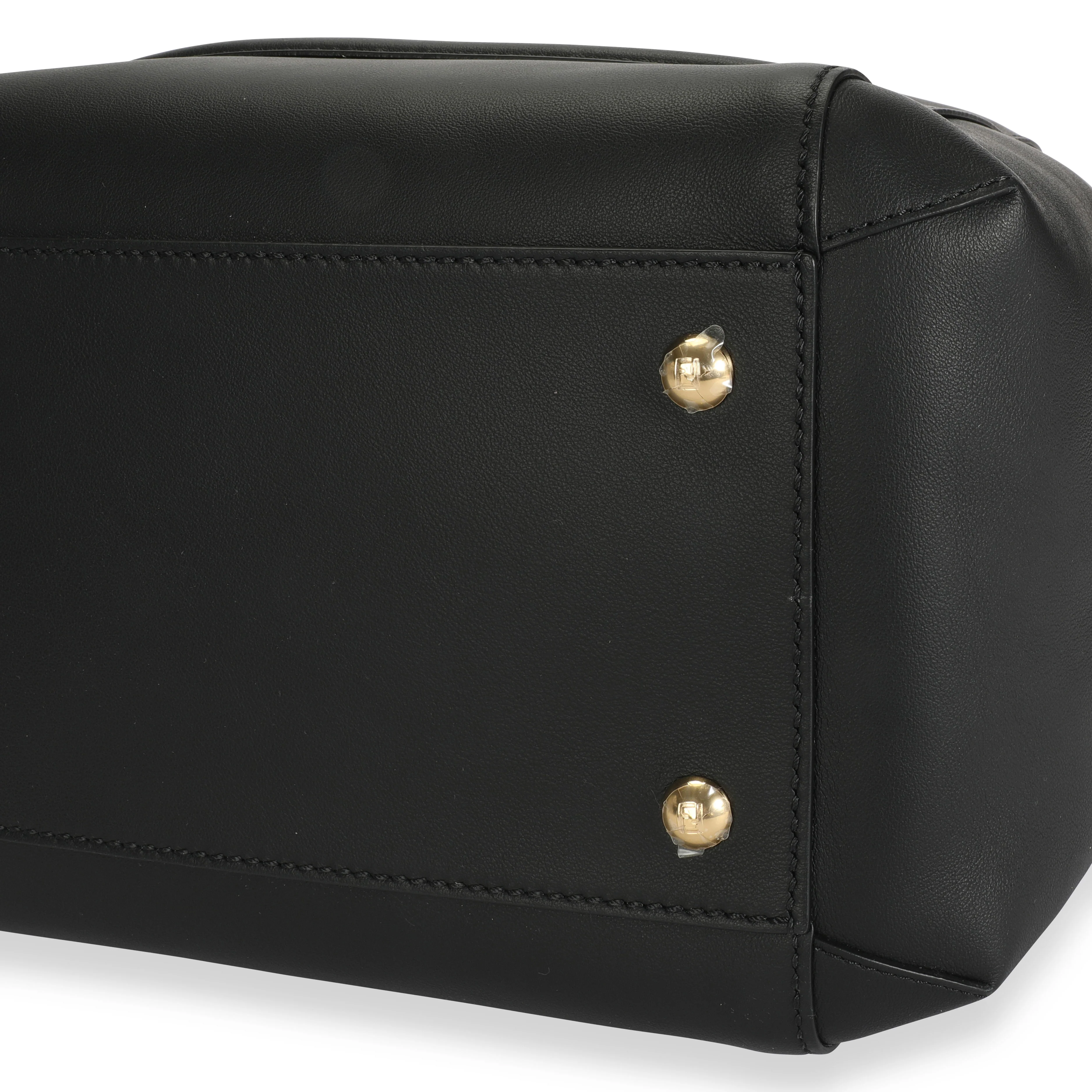 Black Vitello Leather Karligraphy Chain Bucket Bag - Image 5