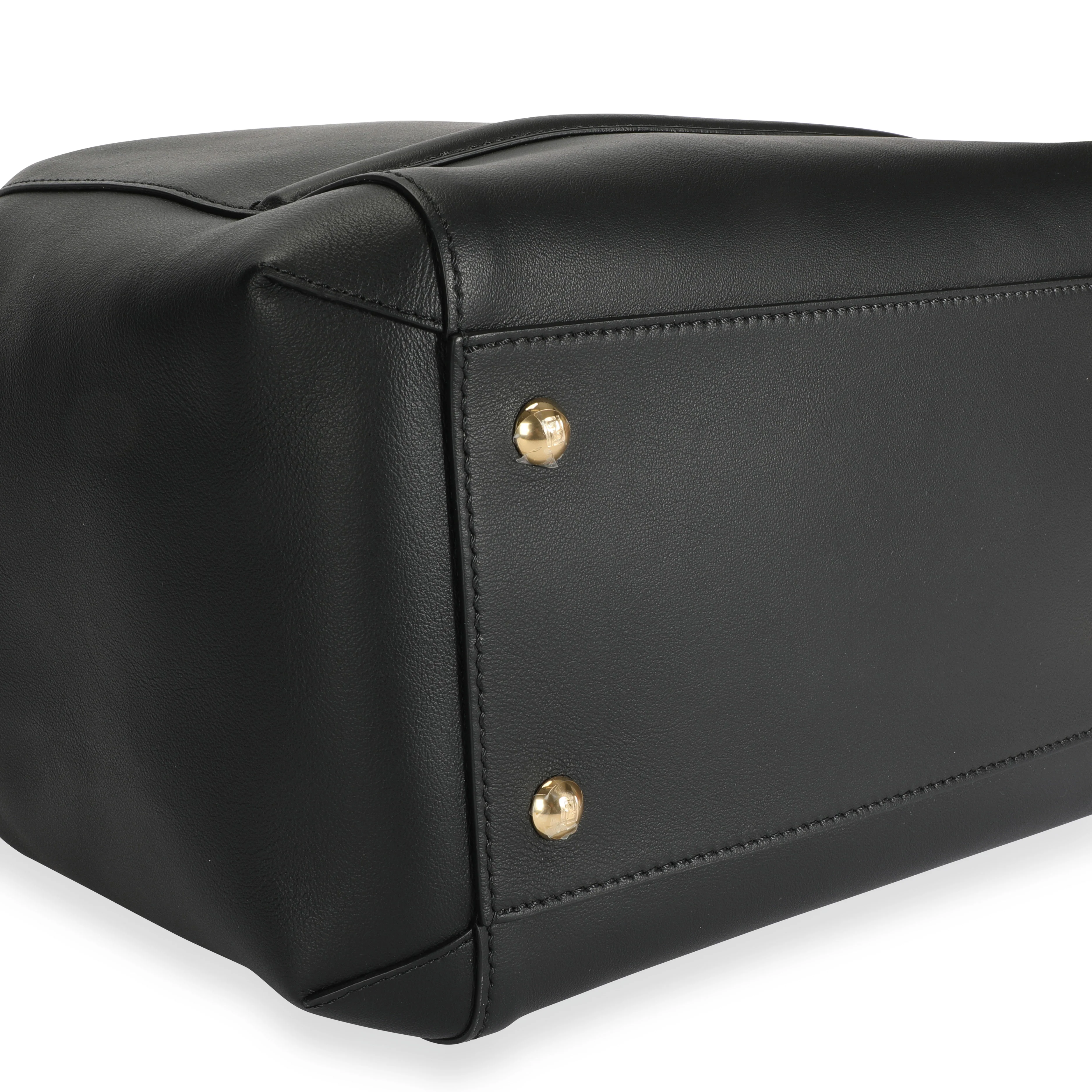 Black Vitello Leather Karligraphy Chain Bucket Bag - Image 6