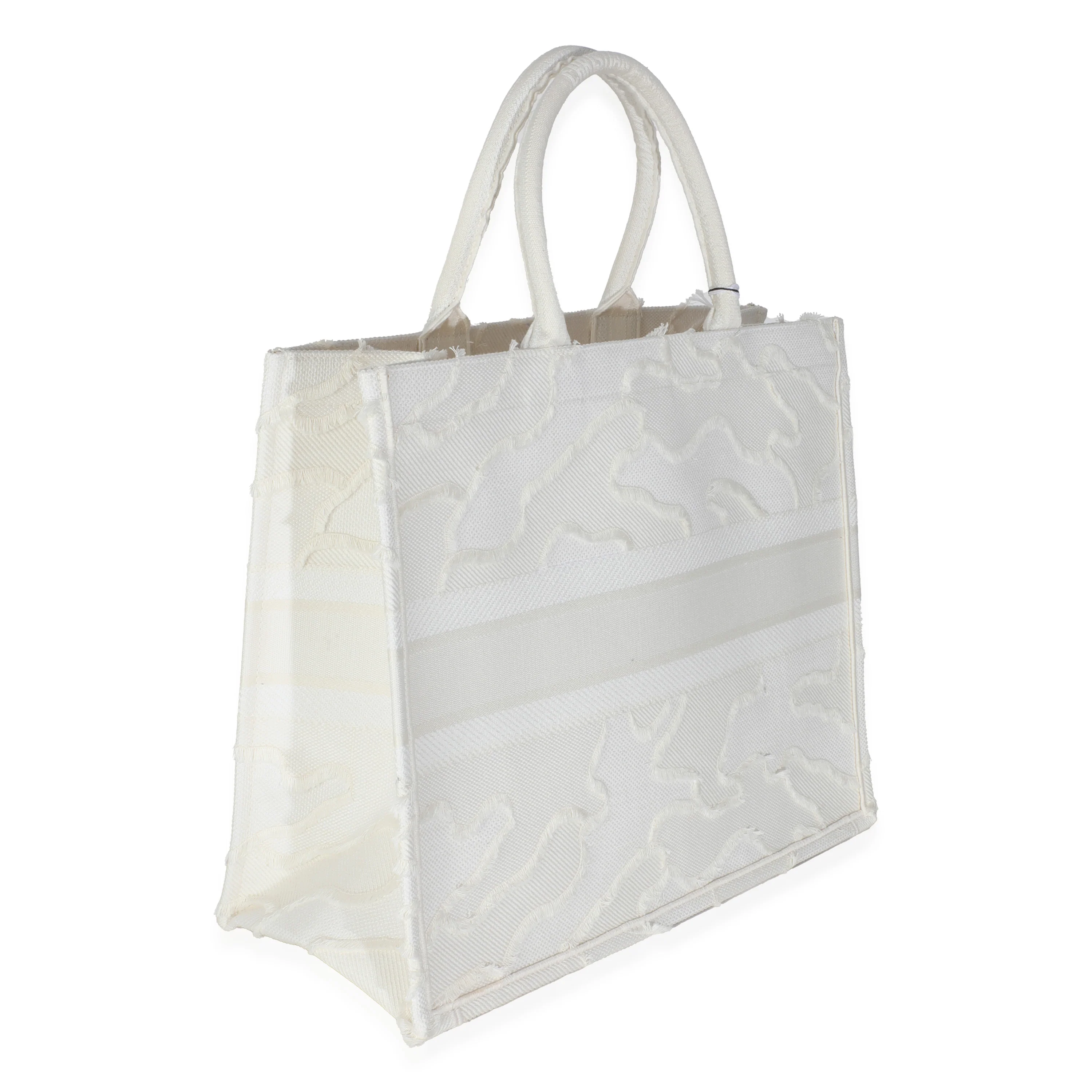 White Camouflage Embroidery Large Book Tote - Image 4