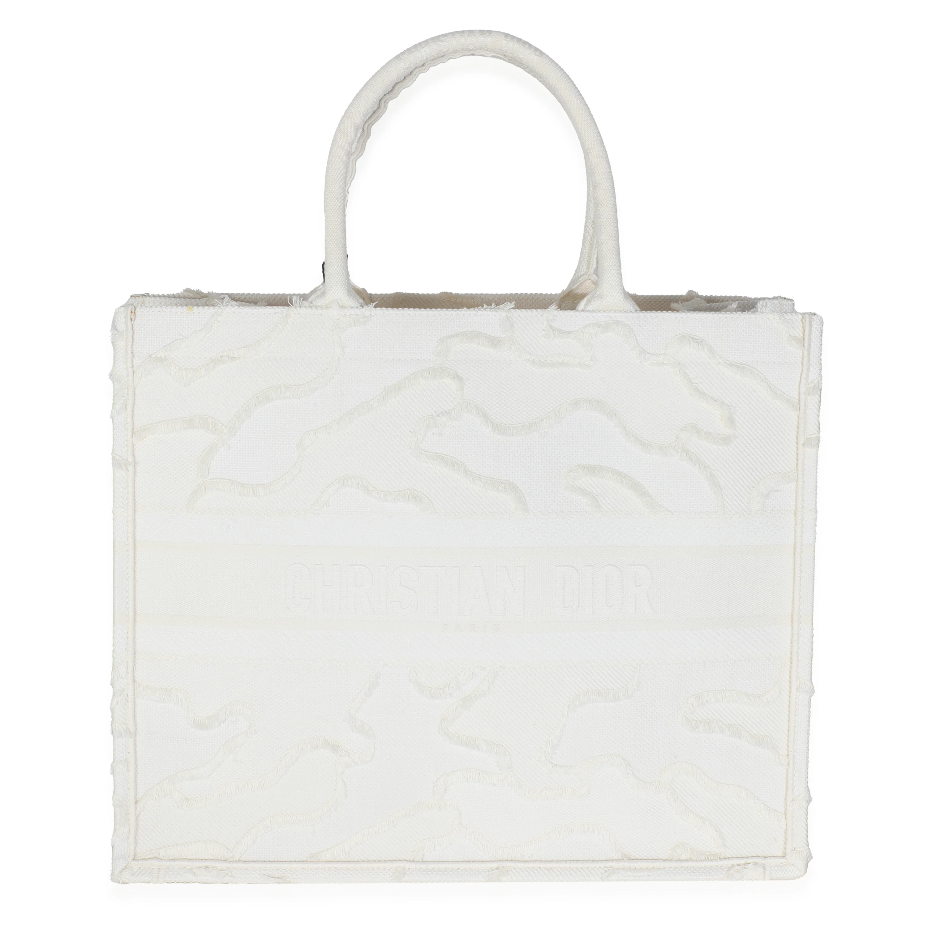 White Camouflage Embroidery Large Book Tote - Image 5