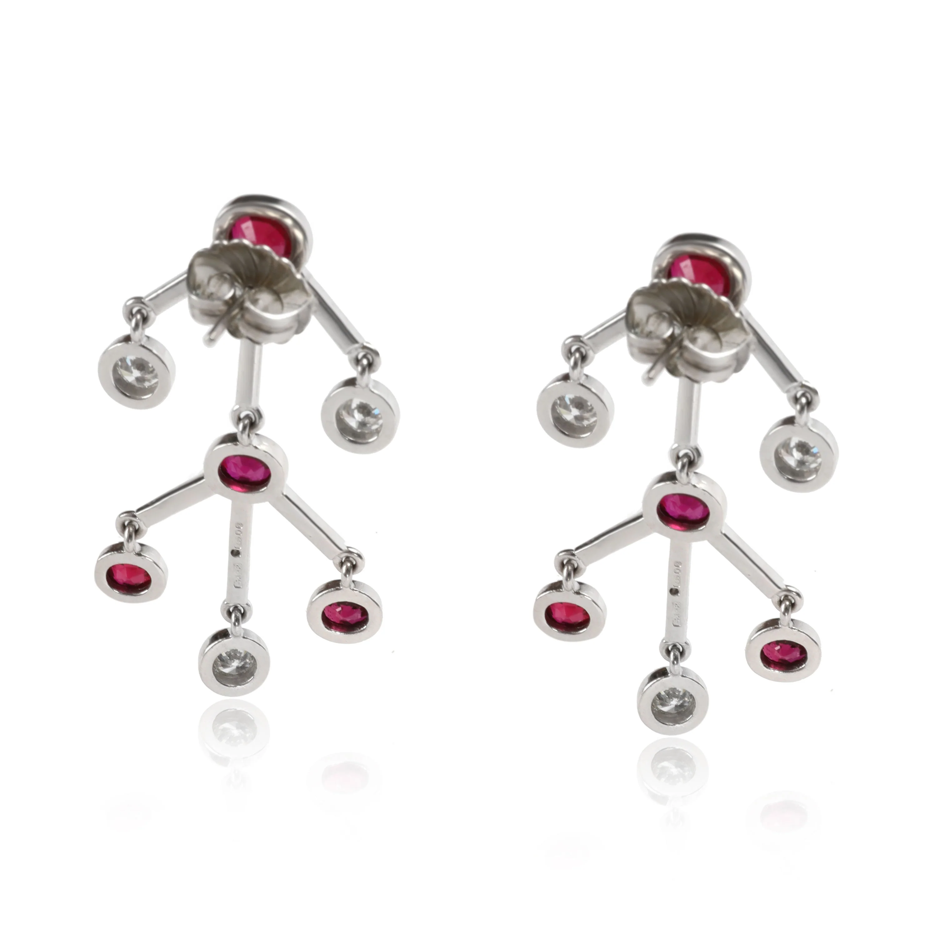 Ruby and Diamond Earrings in 18KT White Gold - Image 3