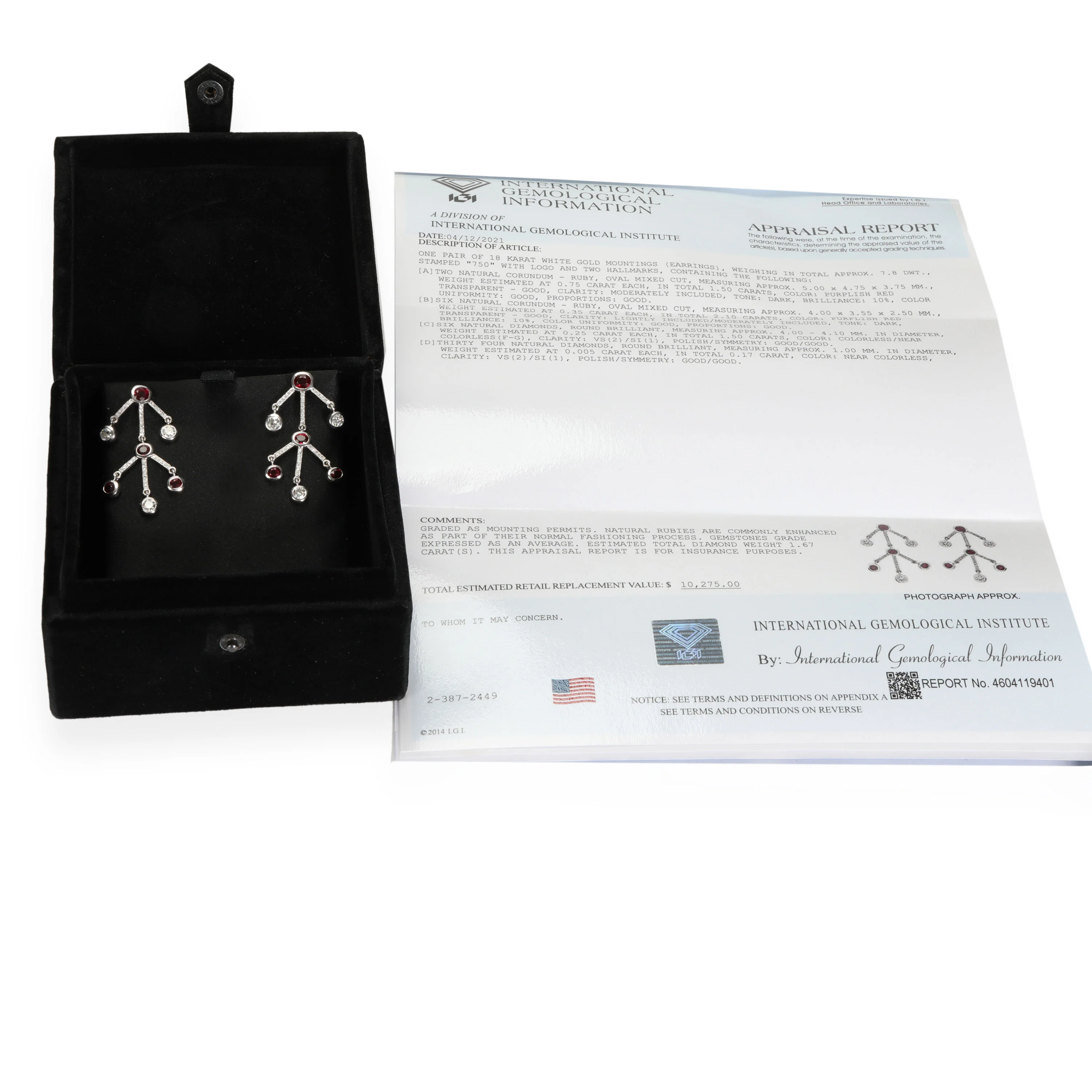Ruby and Diamond Earrings in 18KT White Gold - Image 4