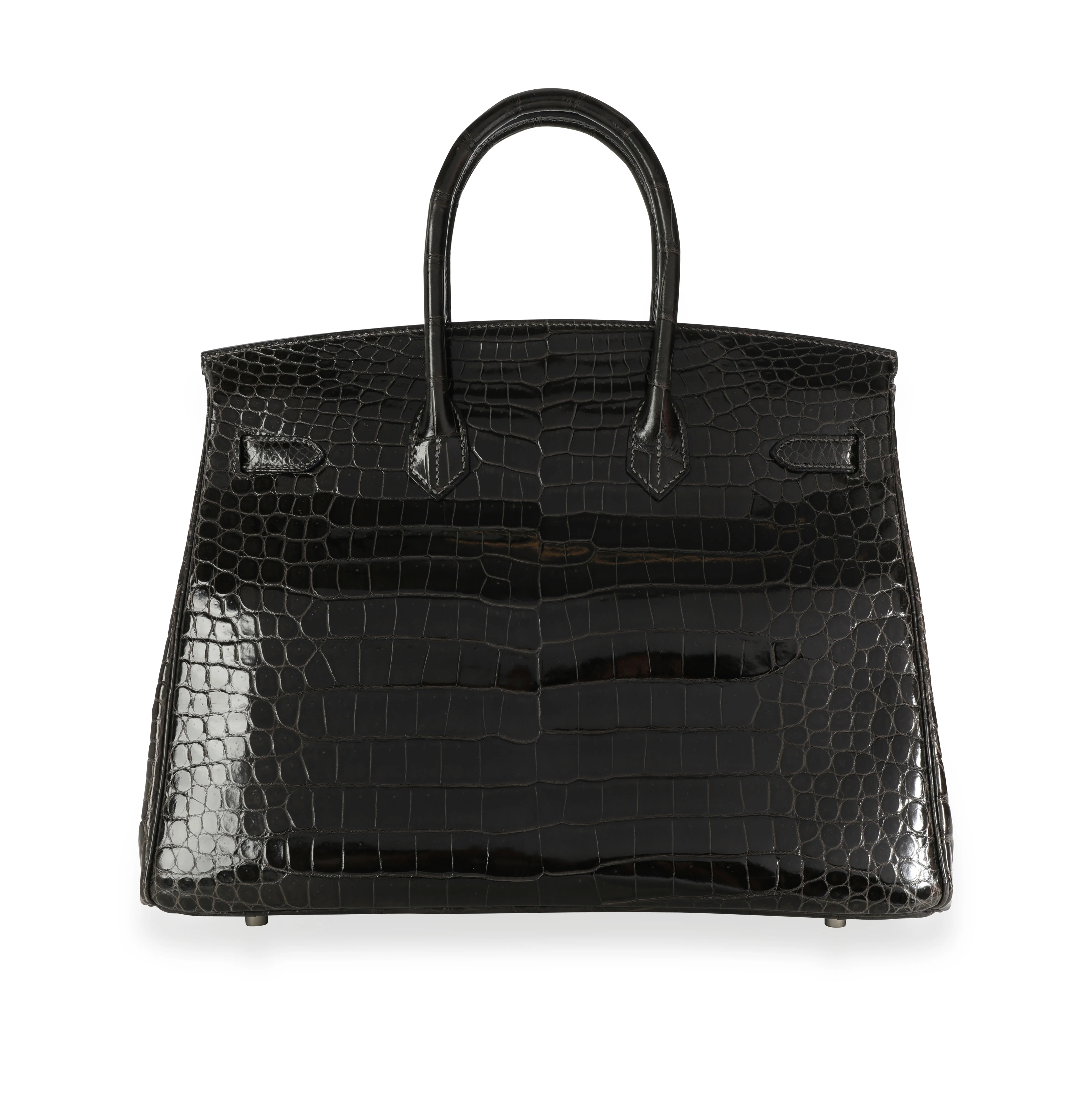 Hermès Graphite Shiny Porosus Crocodile Birkin 35 PHW - Image 3
