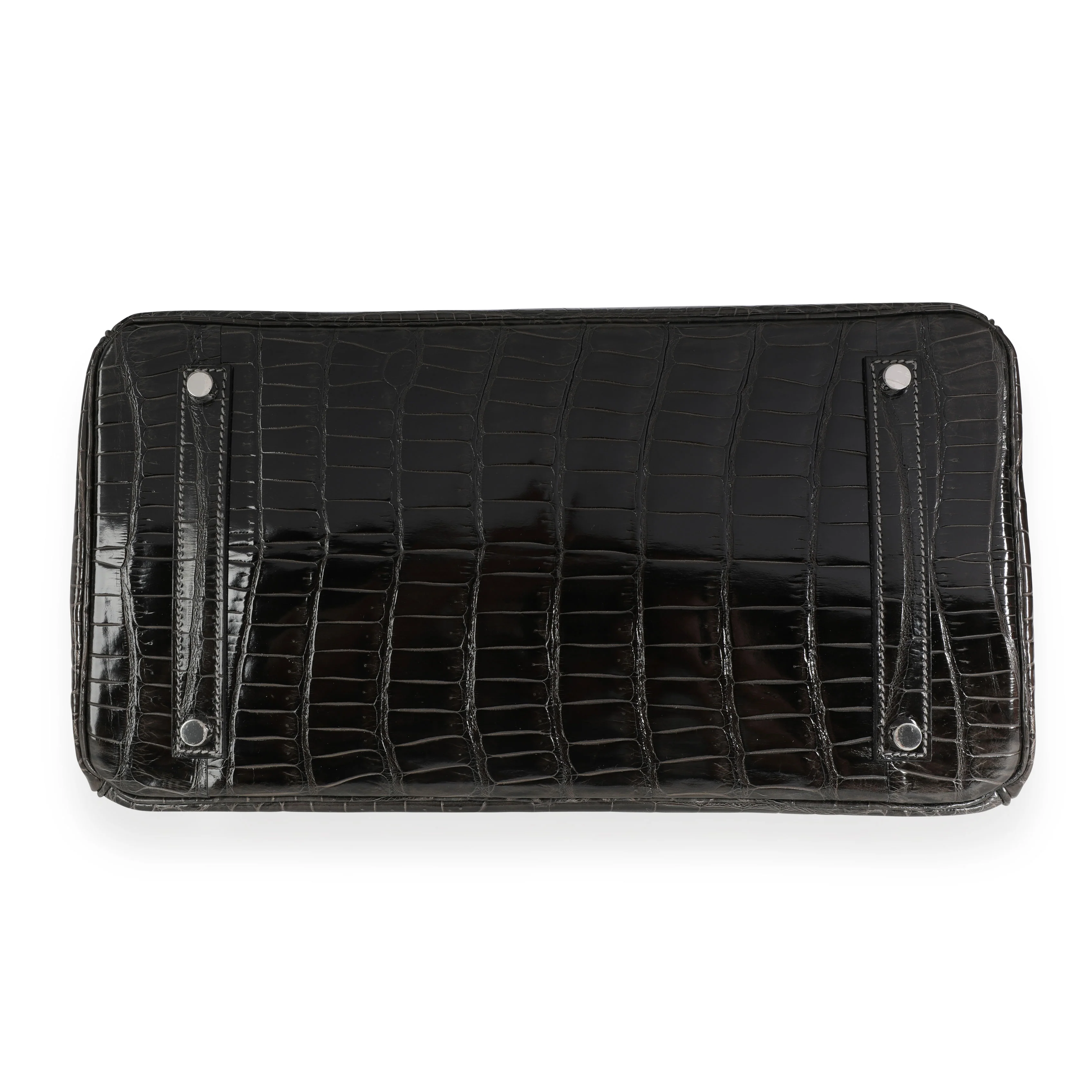 Hermès Graphite Shiny Porosus Crocodile Birkin 35 PHW - Image 4