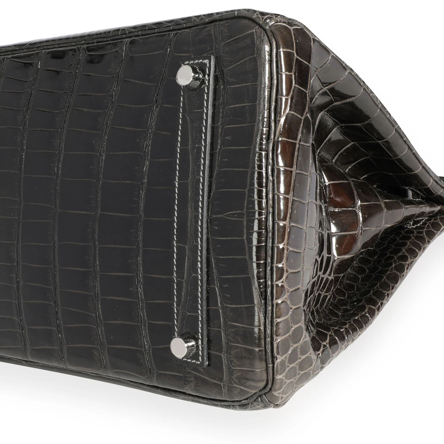 Hermès Graphite Shiny Porosus Crocodile Birkin 35 PHW - Image 5