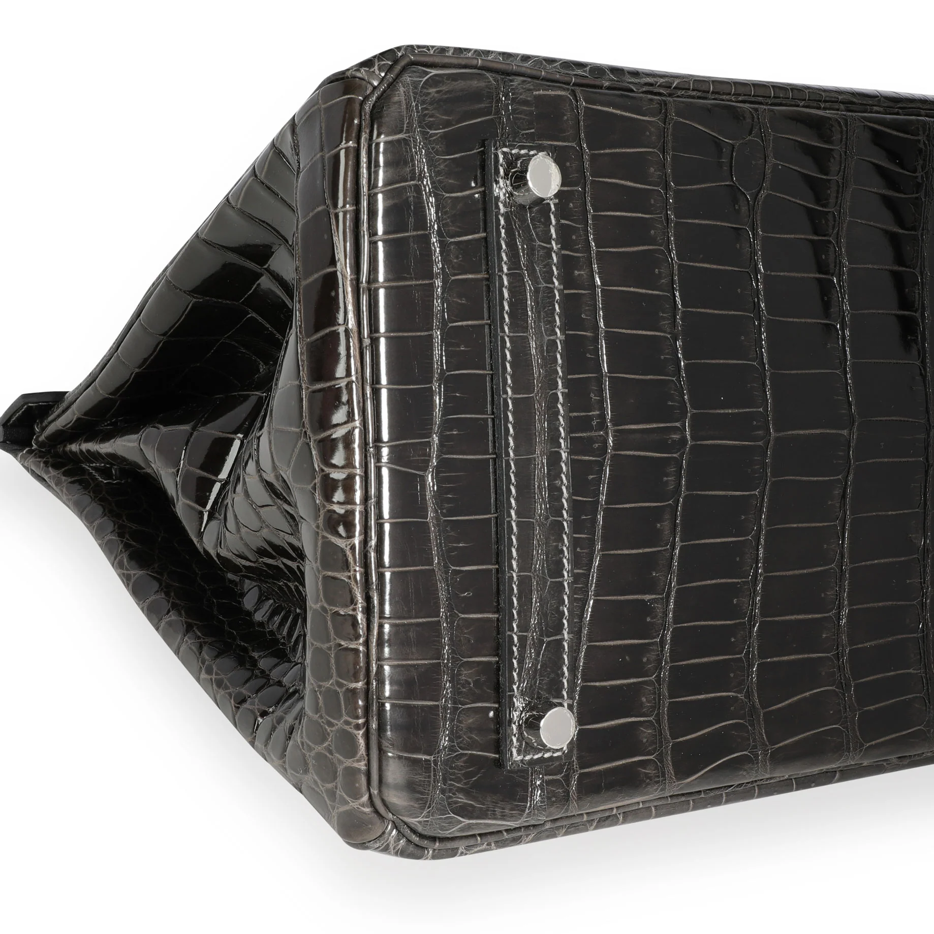 Hermès Graphite Shiny Porosus Crocodile Birkin 35 PHW - Image 6