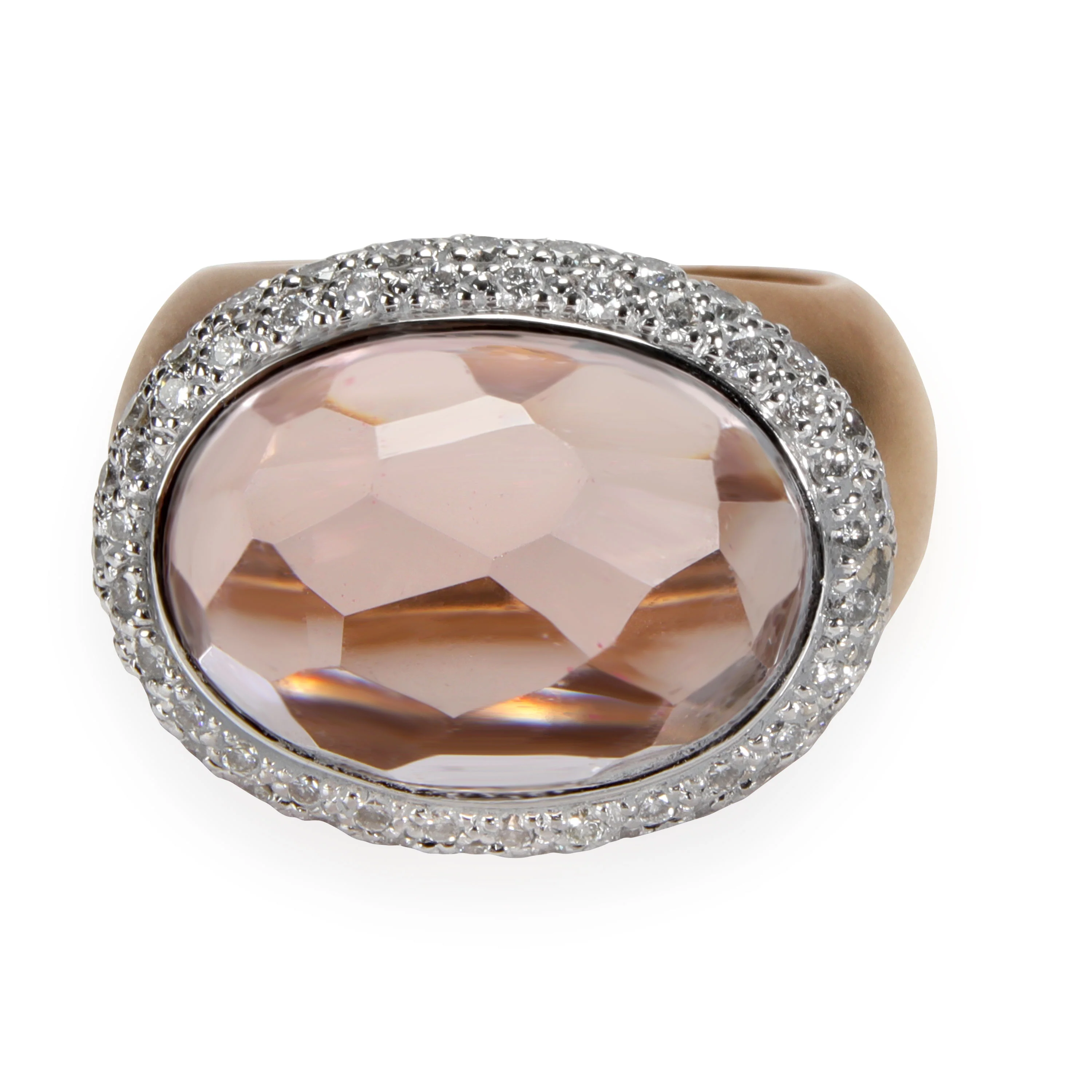 Pomellato Iceberg Morganite & Diamond Ring, 18K Matte Yellow Gold 1.18 Ctw