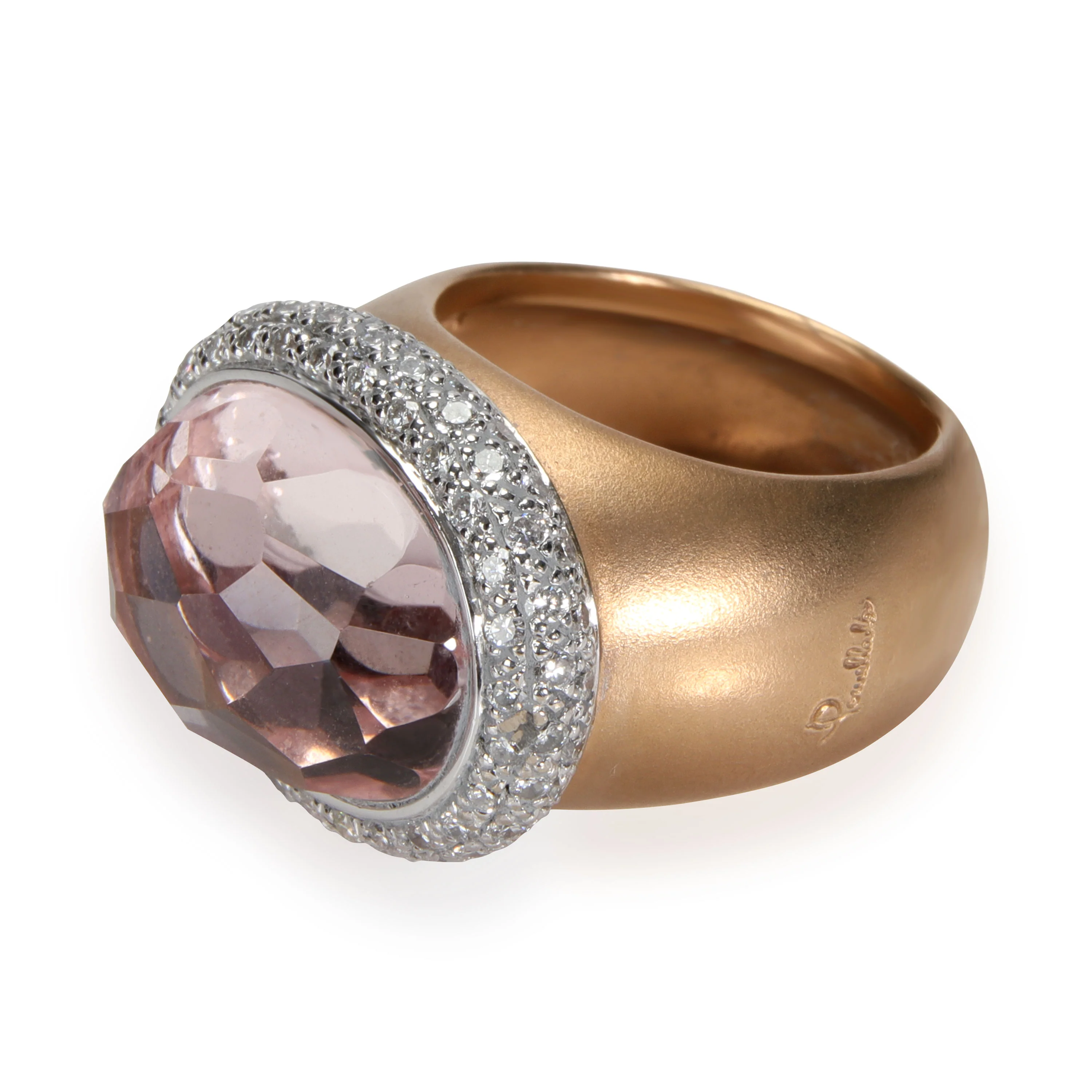 Pomellato Iceberg Morganite & Diamond Ring, 18K Matte Yellow Gold 1.18 Ctw - Image 3