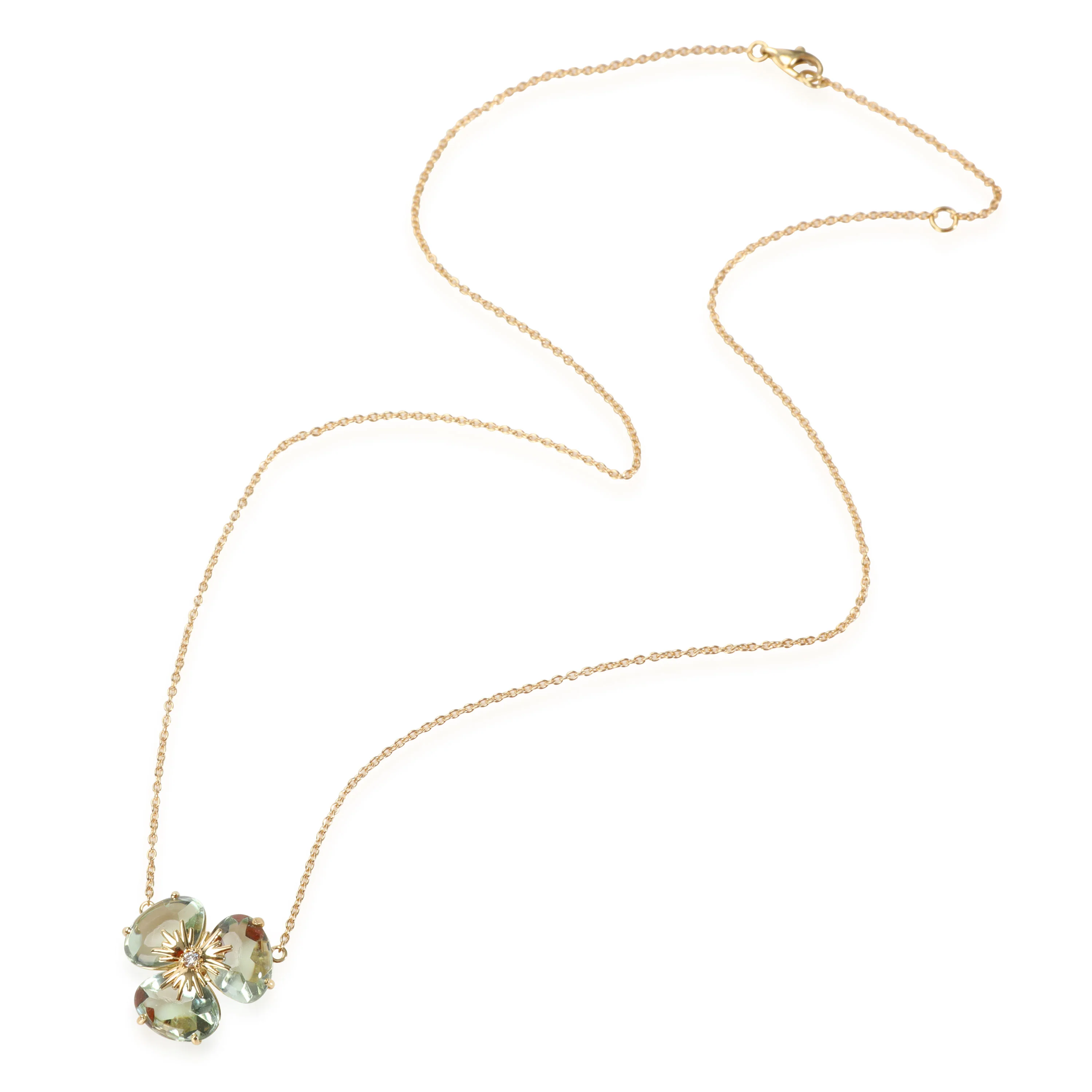 Vianna Brasil Prasiolite Diamond Flower Necklace in 18K Yellow Gold - Image 2