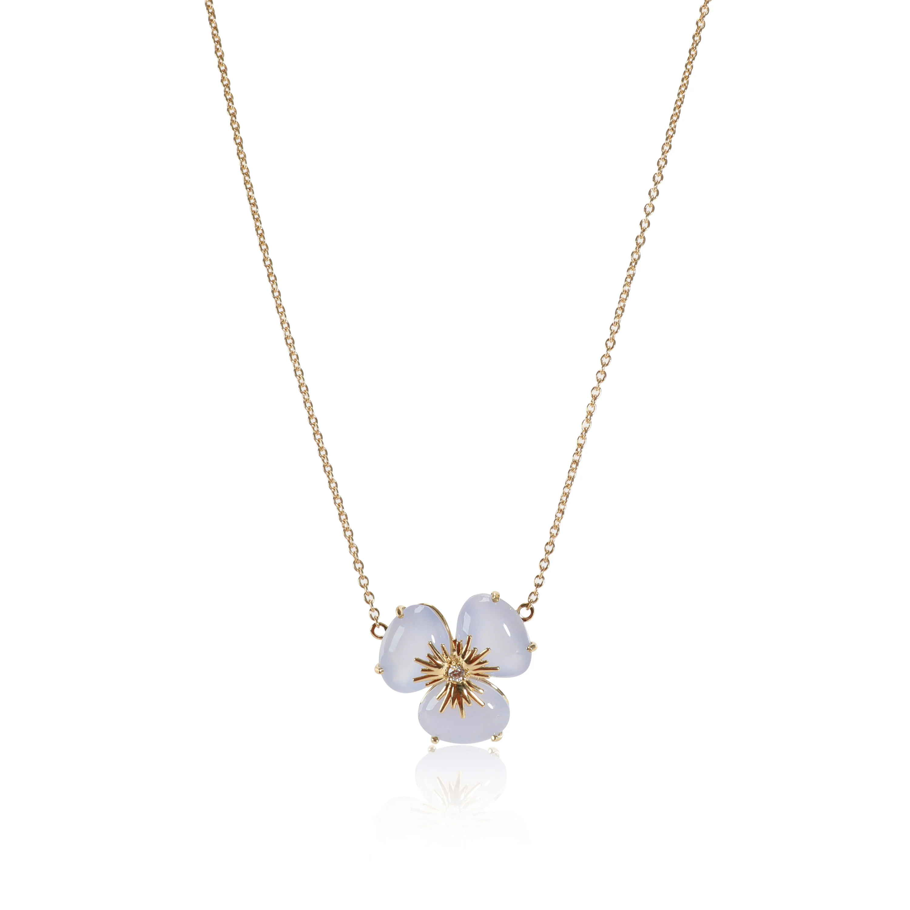 Vianna Brasil Chalcedony Diamond Flower Necklace in 18K Yellow Gold