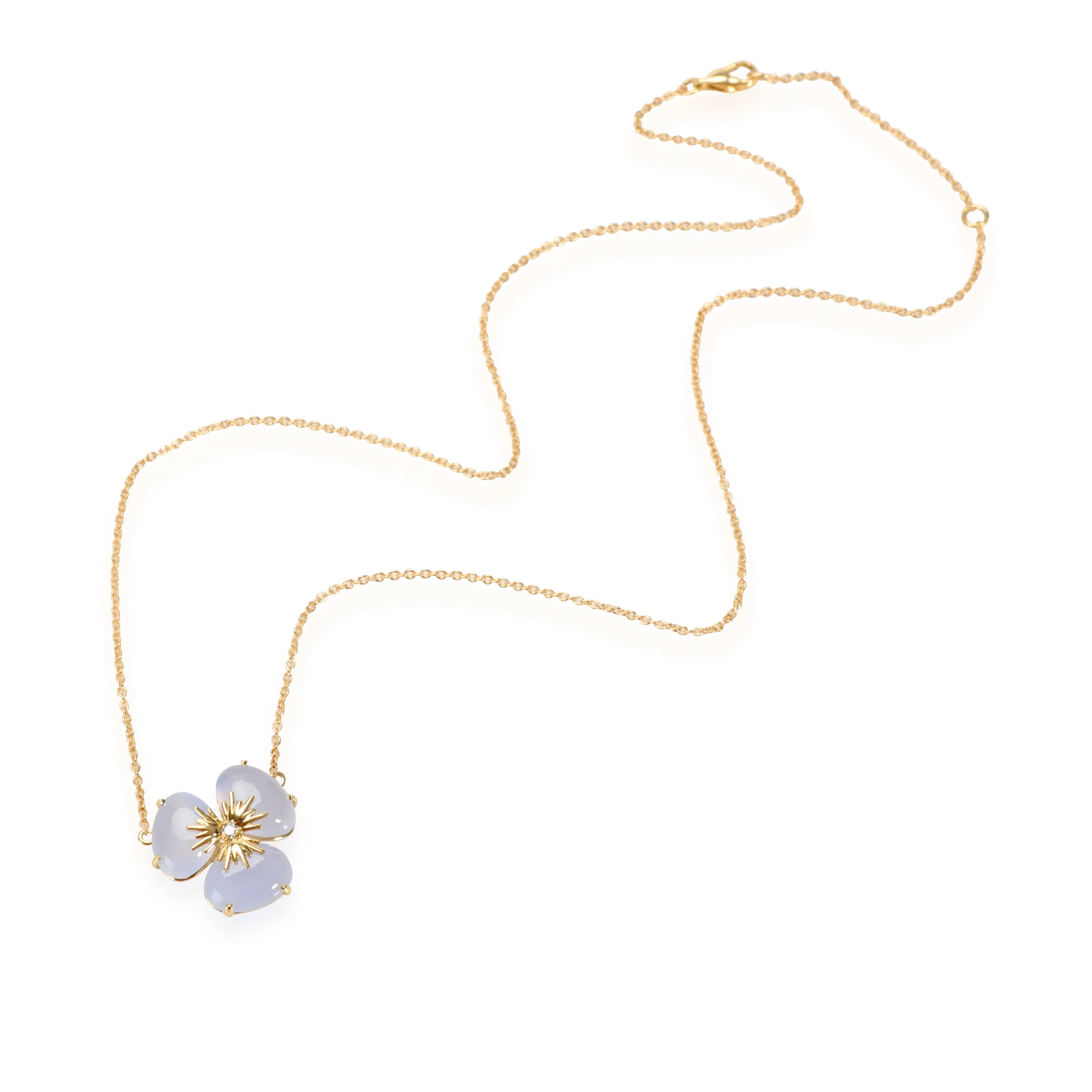 Vianna Brasil Chalcedony Diamond Flower Necklace in 18K Yellow Gold - Image 2