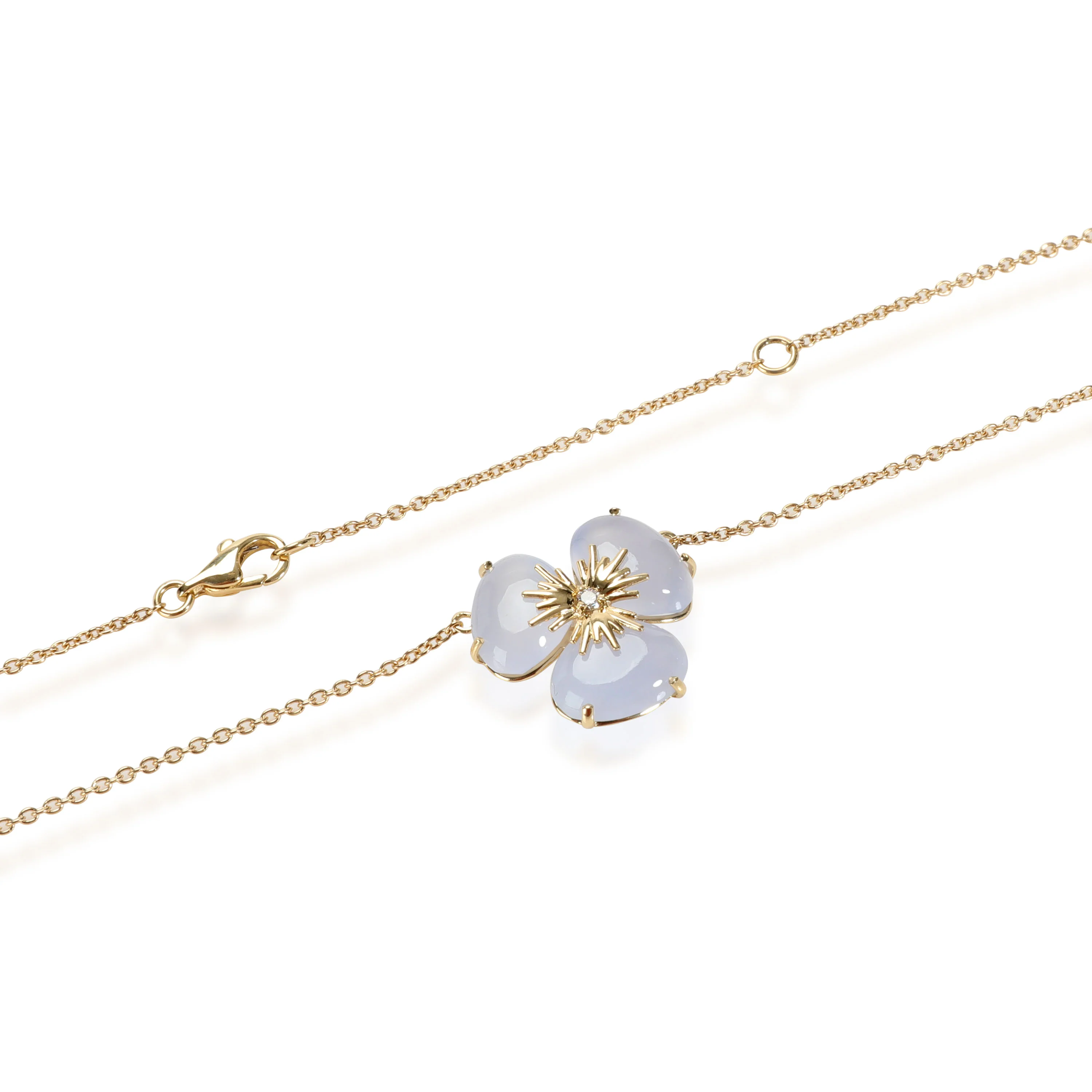 Vianna Brasil Chalcedony Diamond Flower Necklace in 18K Yellow Gold - Image 3