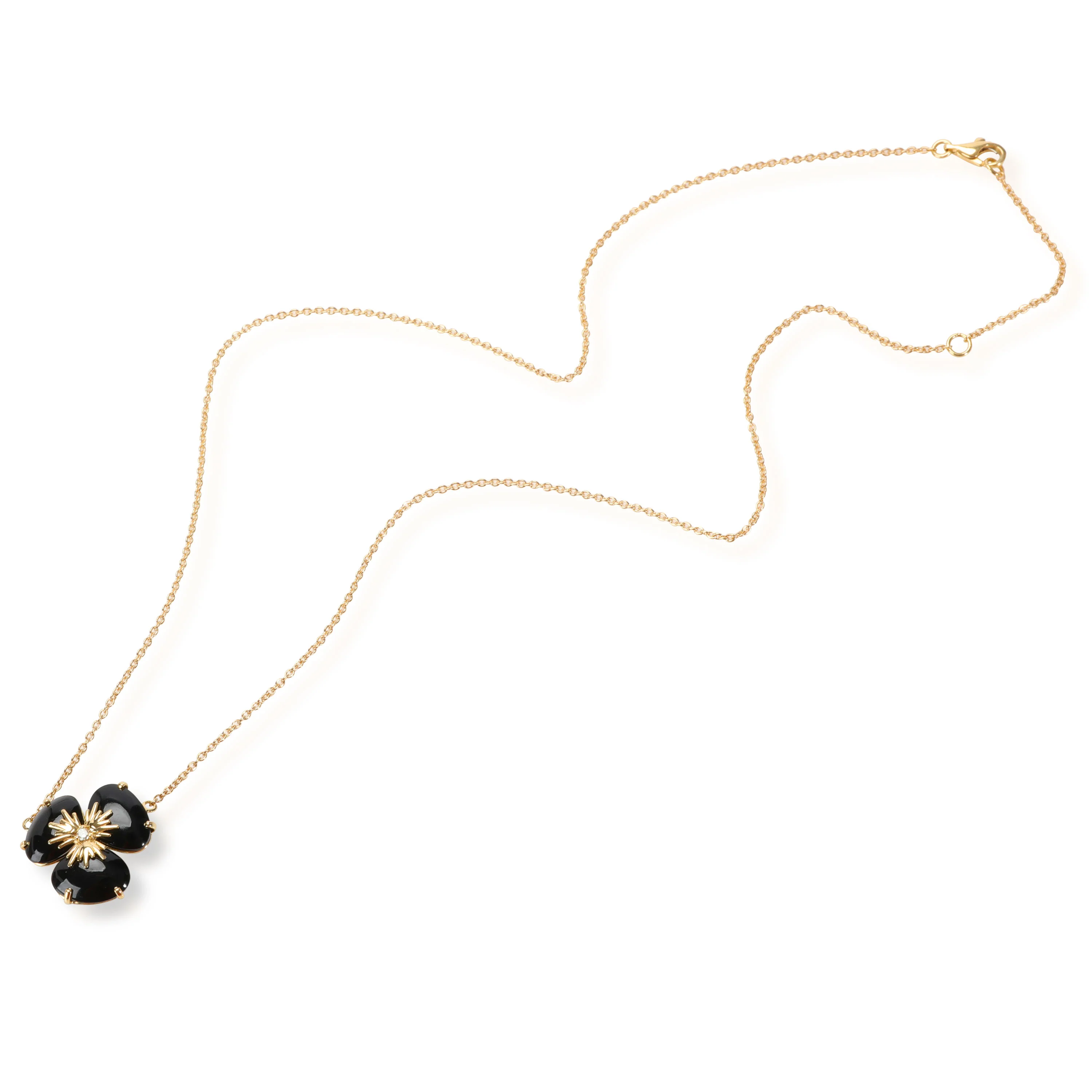 Vianna Brasil Quartz Diamond Flower Necklace in 18K Yellow Gold Black - Image 2