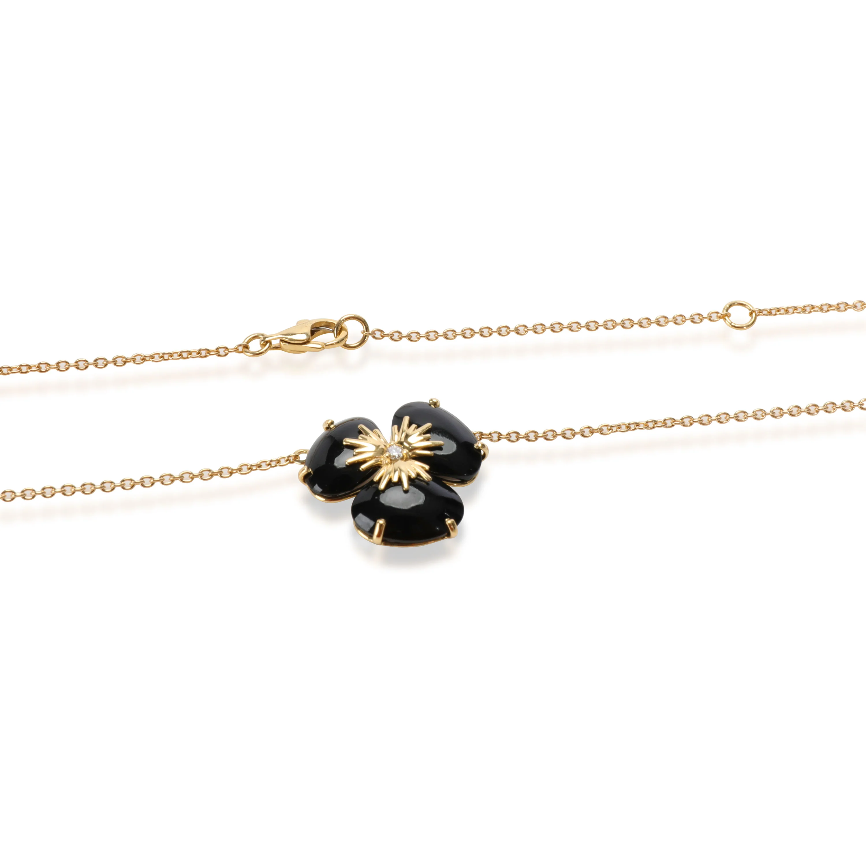 Vianna Brasil Quartz Diamond Flower Necklace in 18K Yellow Gold Black - Image 3