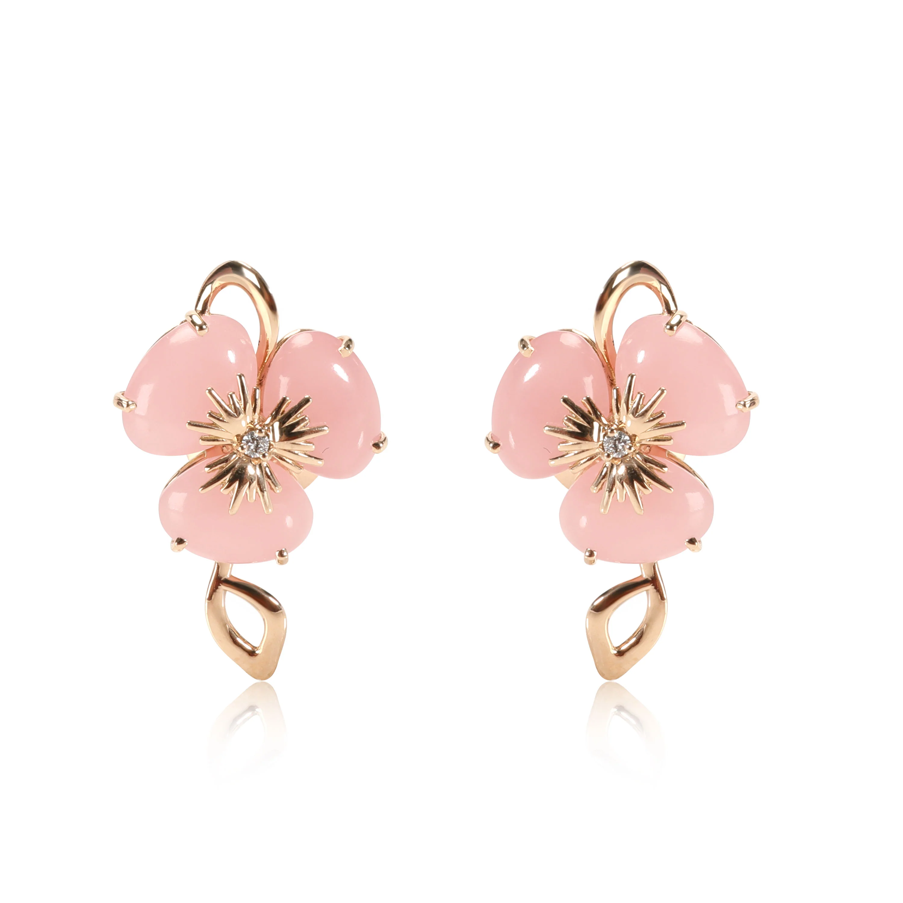 Vianna Brasil Malva Quartz & Diamond Flower Earrings in 18K Rose Gold