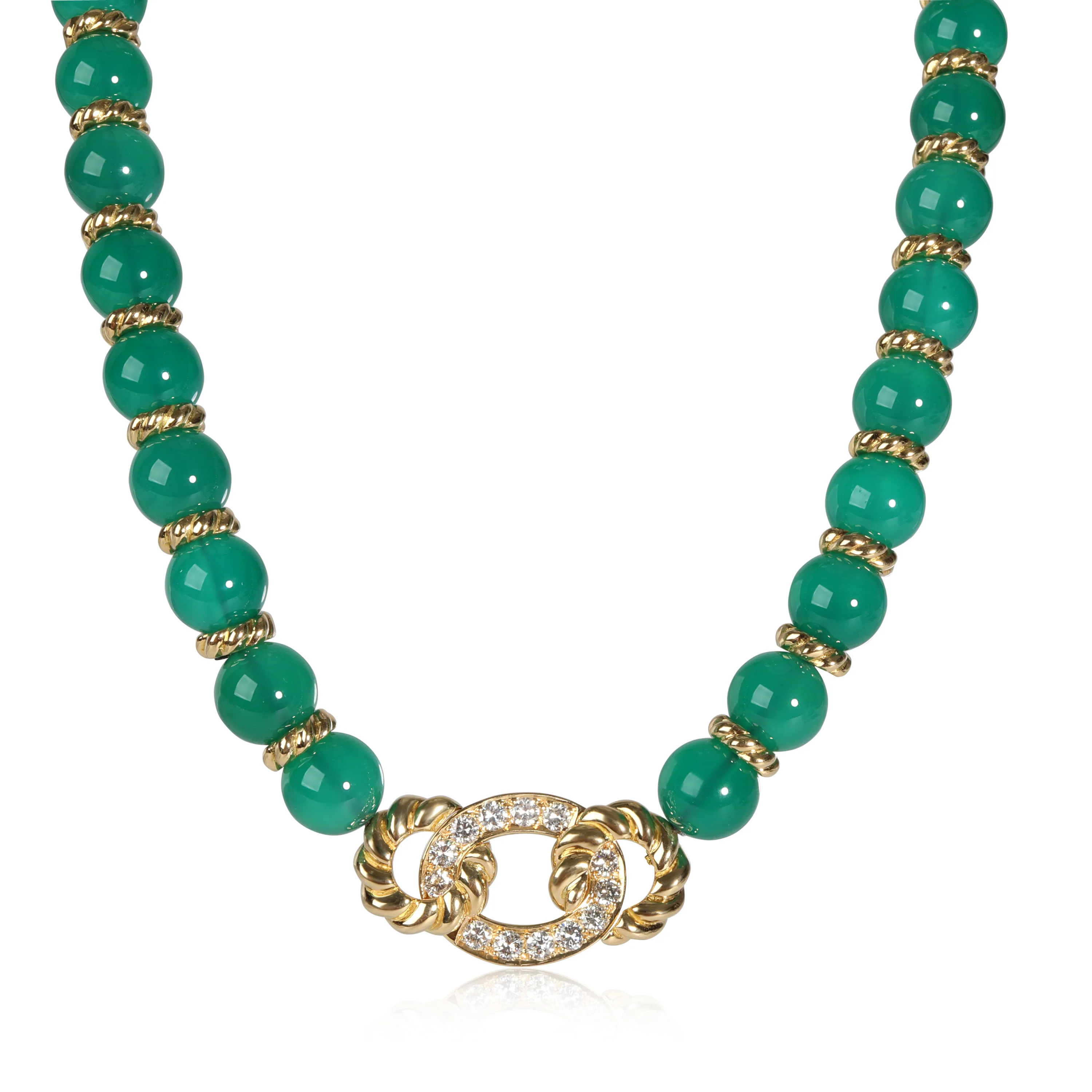 Chalcedony Diamond Necklace in 18K Yellow Gold 0.78 CTW