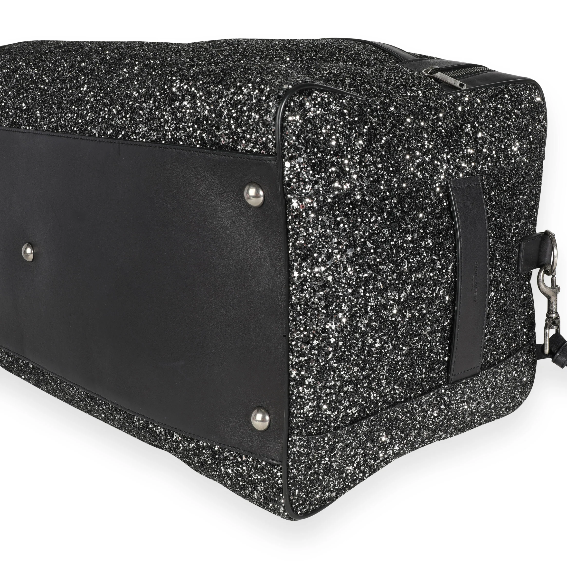 Glitter Canvas & Black Leather City Gym Duffle Bag - Image 6