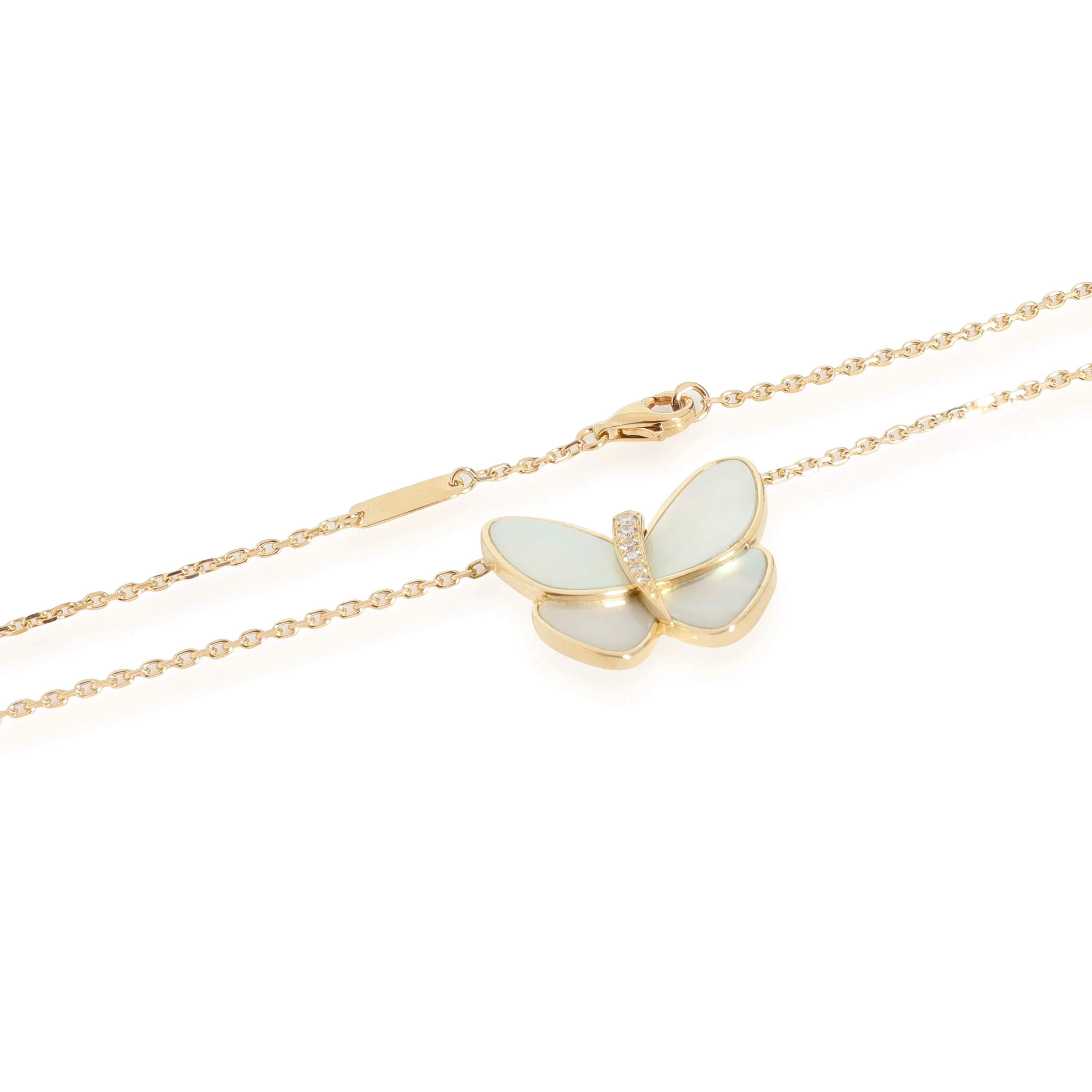 Van Cleef & Arpels Mother of Pearl Diamond Pendant in 18K Yellow Butterfly Gold - Image 3