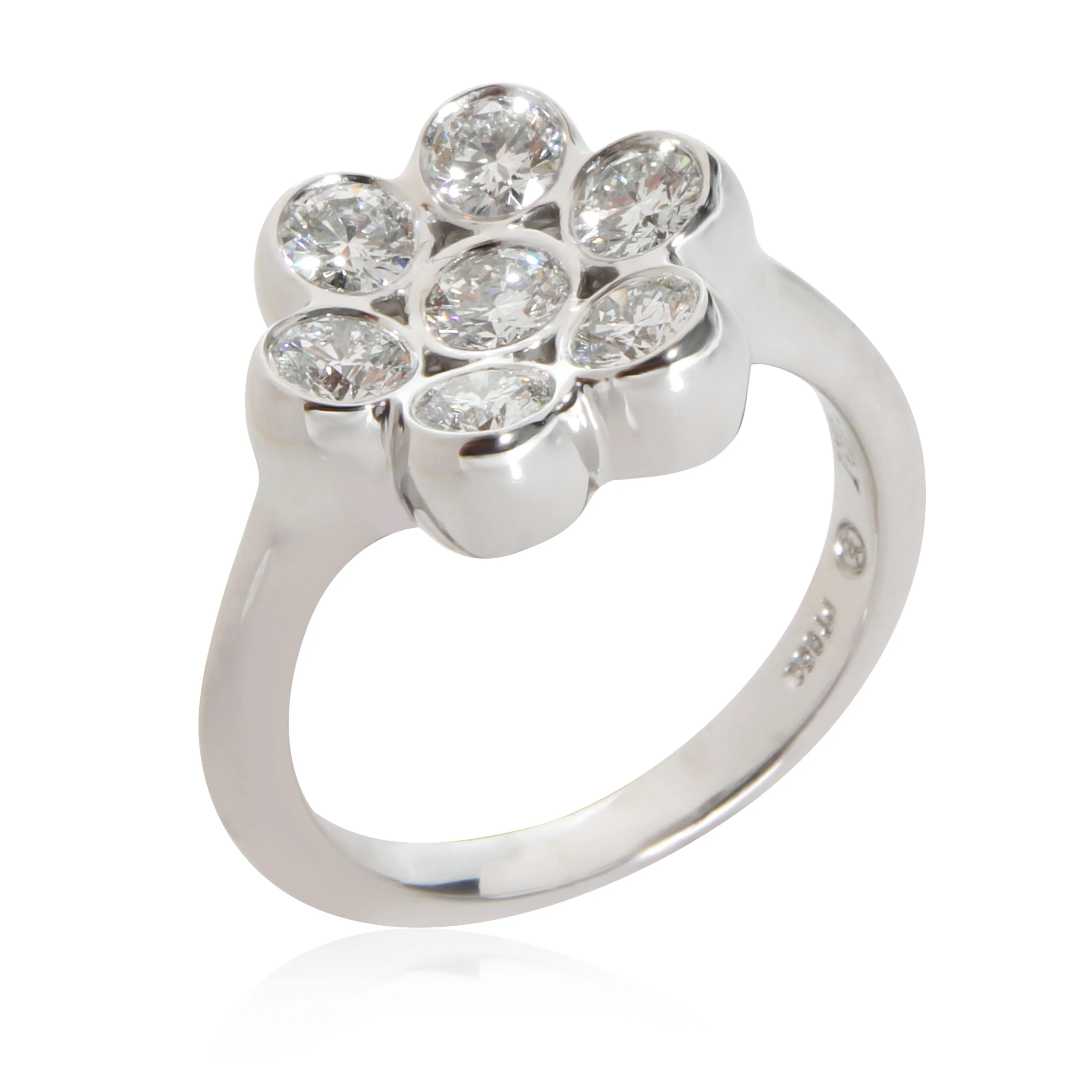 Bvlgari Vintage Diamond Flower Shaped Cluster Ring in Platinum 1 CTW - Image 3